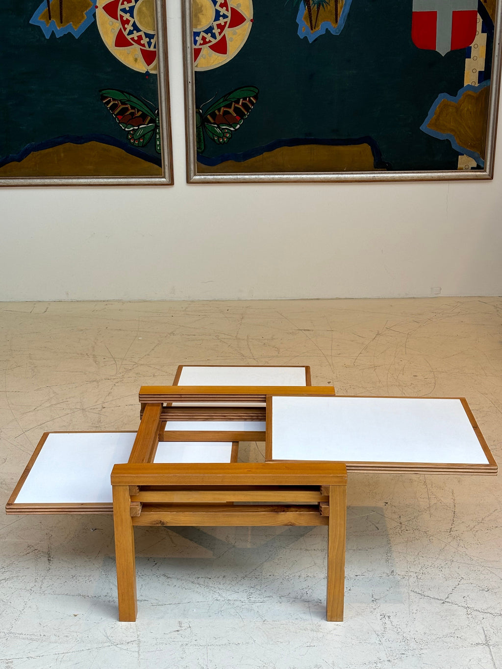 Modulable Coffee tablewith three top by Bernard Vuarnesson, circa 1970