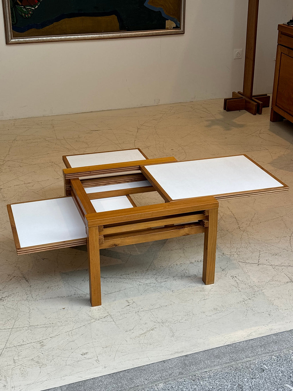 Modulable Coffee tablewith three top by Bernard Vuarnesson, circa 1970