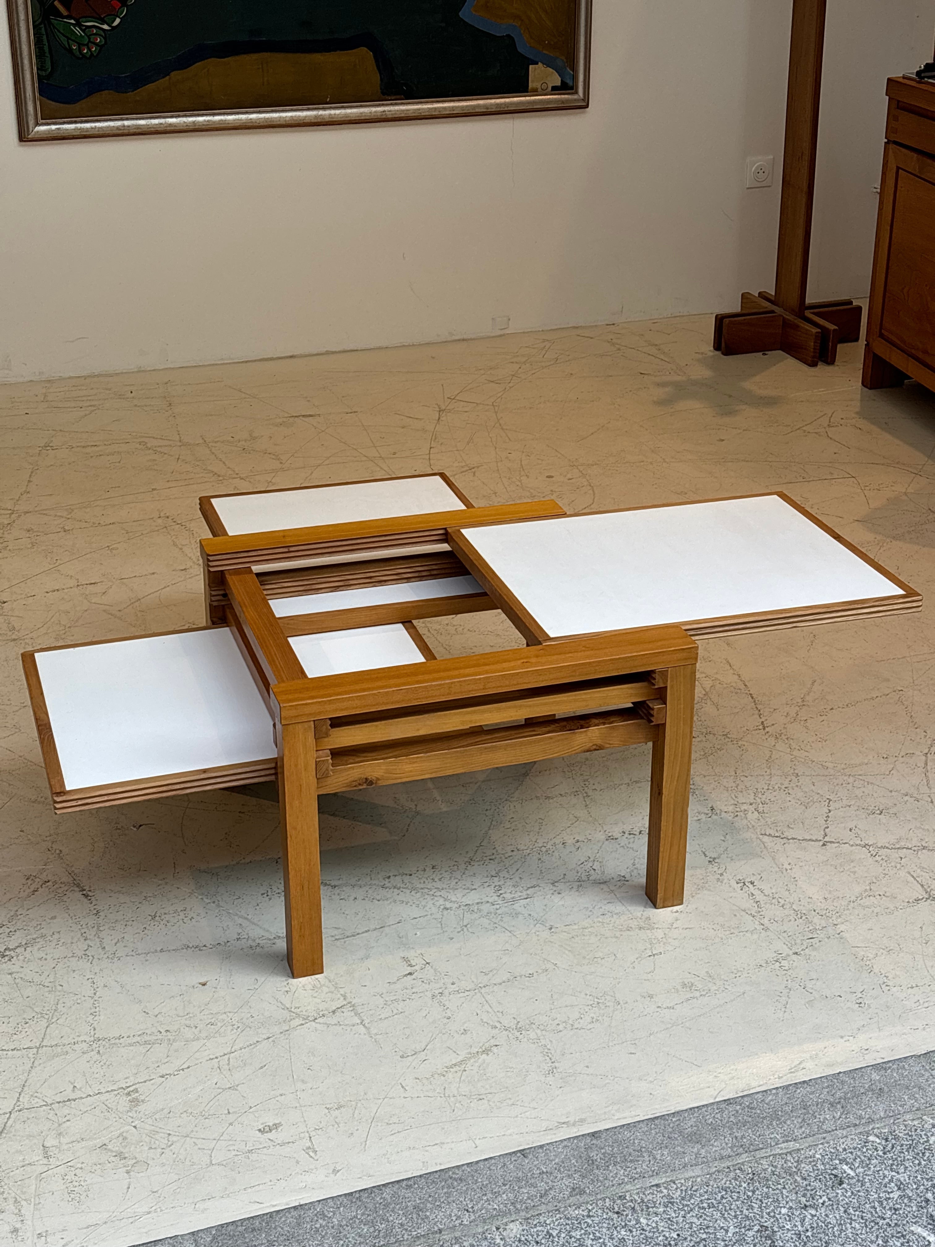 Modulable Coffee tablewith three top by Bernard Vuarnesson, circa 1970