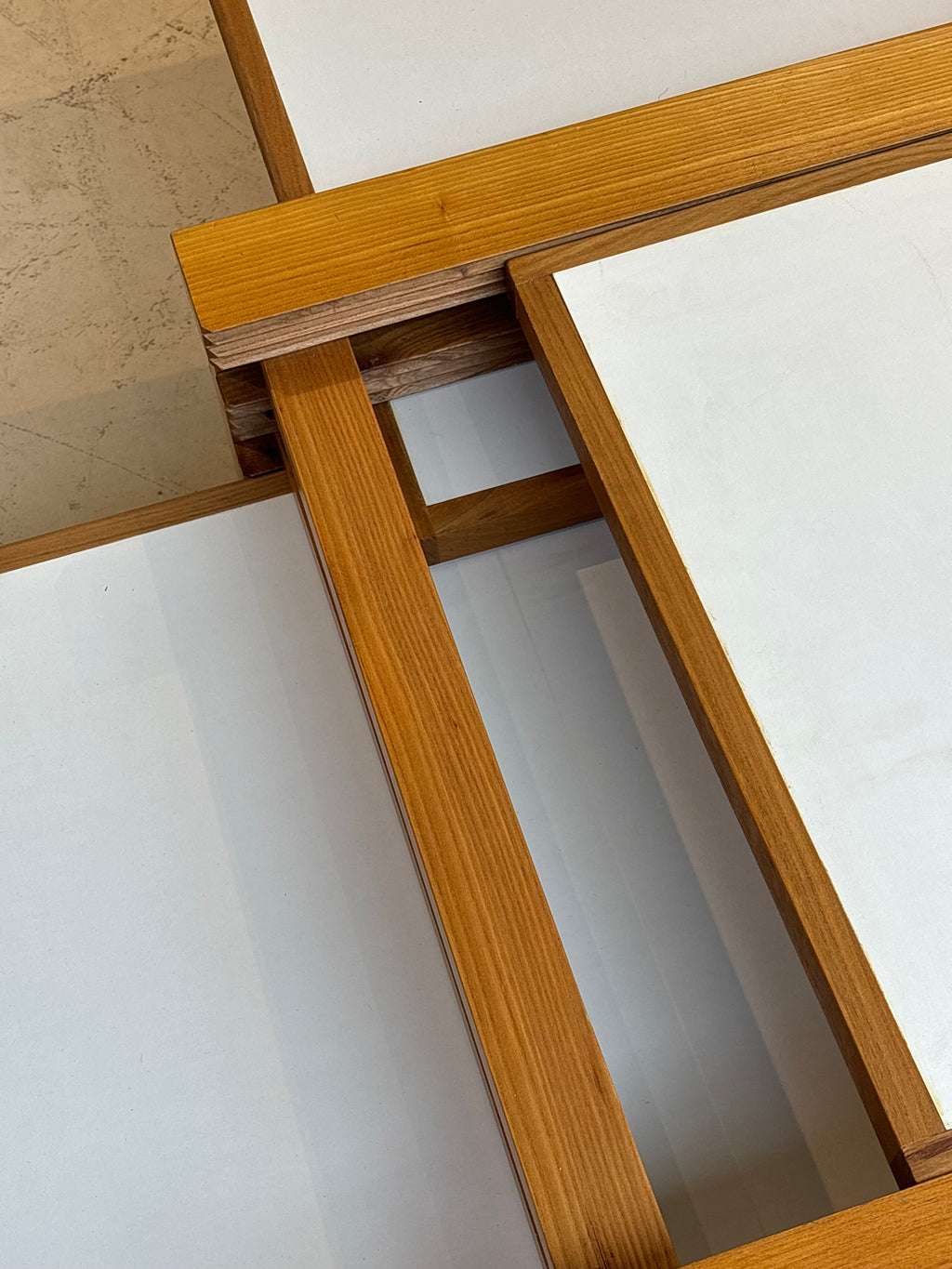 Modulable Coffee tablewith three top by Bernard Vuarnesson, circa 1970