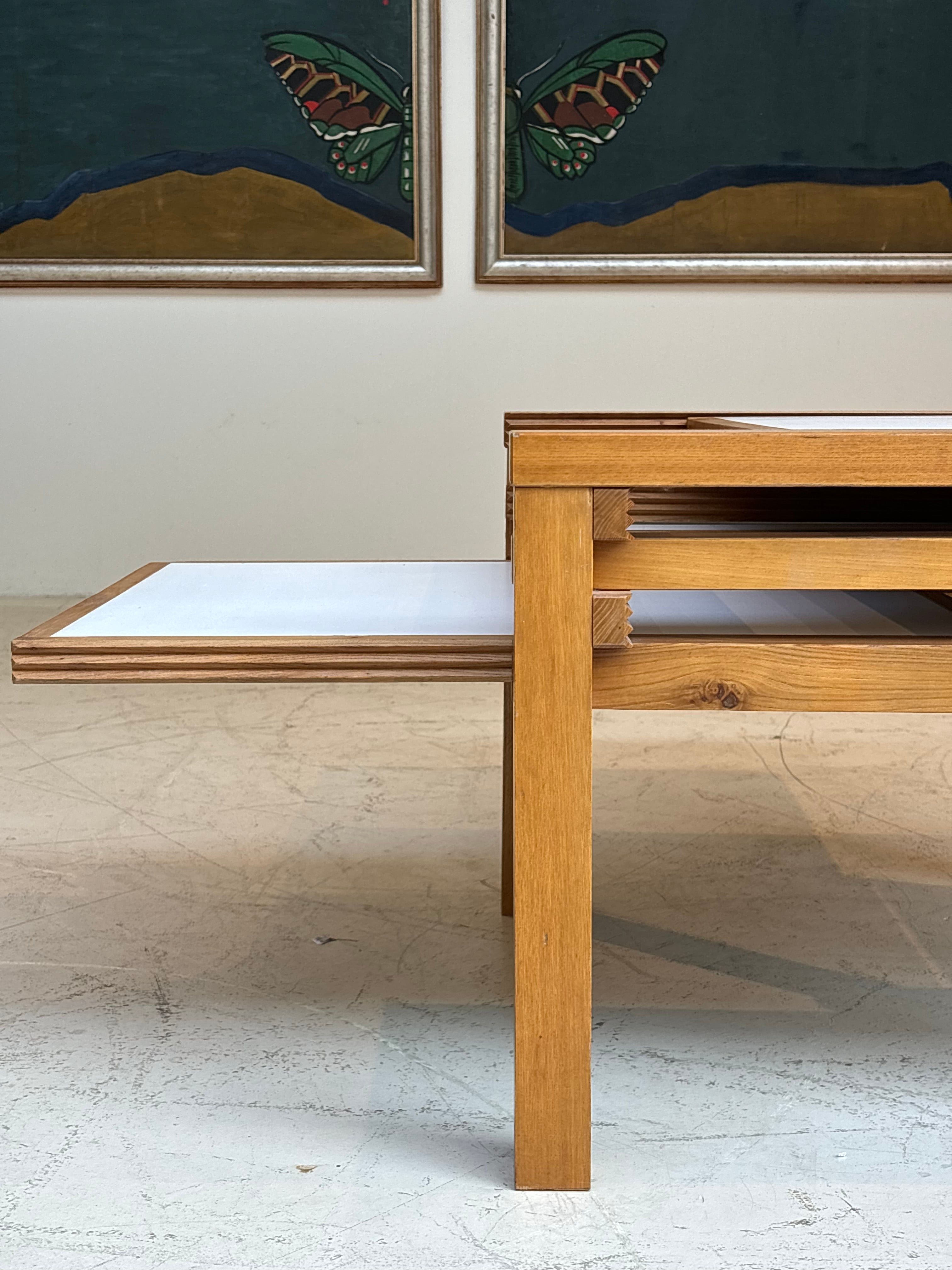 Modulable Coffee tablewith three top by Bernard Vuarnesson, circa 1970