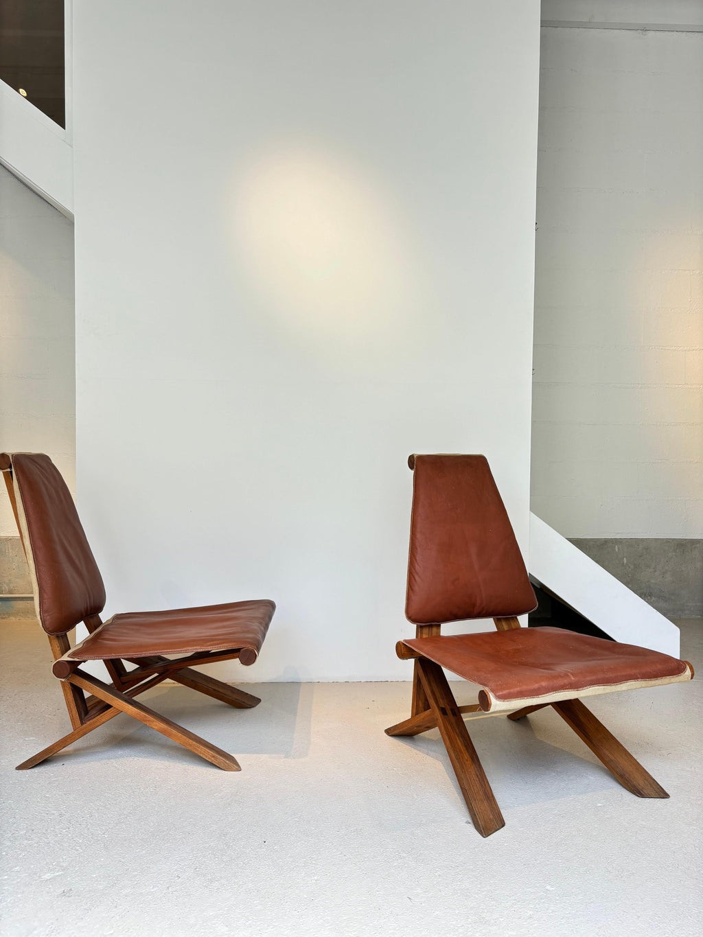 Rare pair of S46 easy chairs by Pierre Chapo