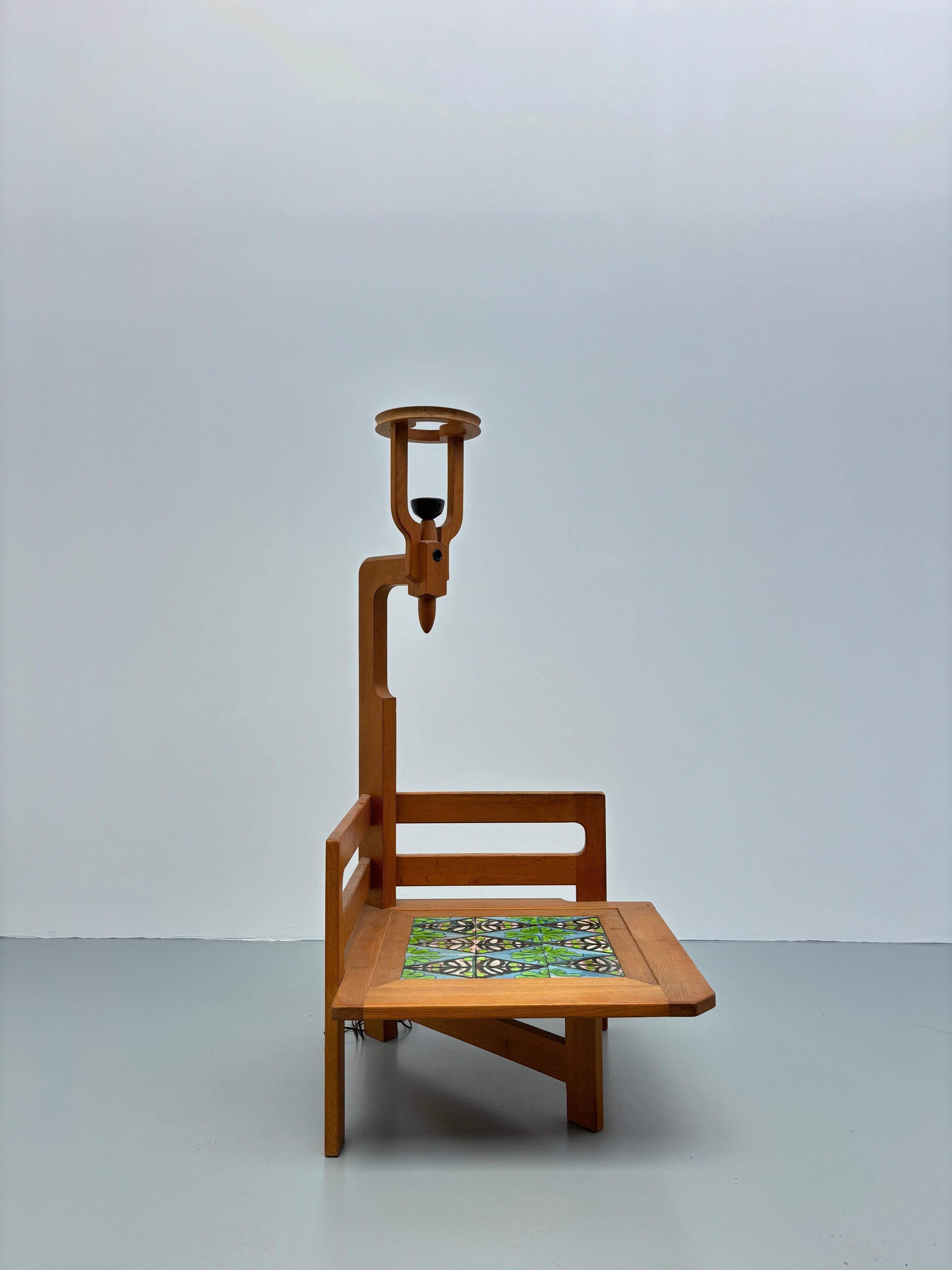 Side table with floorlamp by Guillerme et  Chambron
