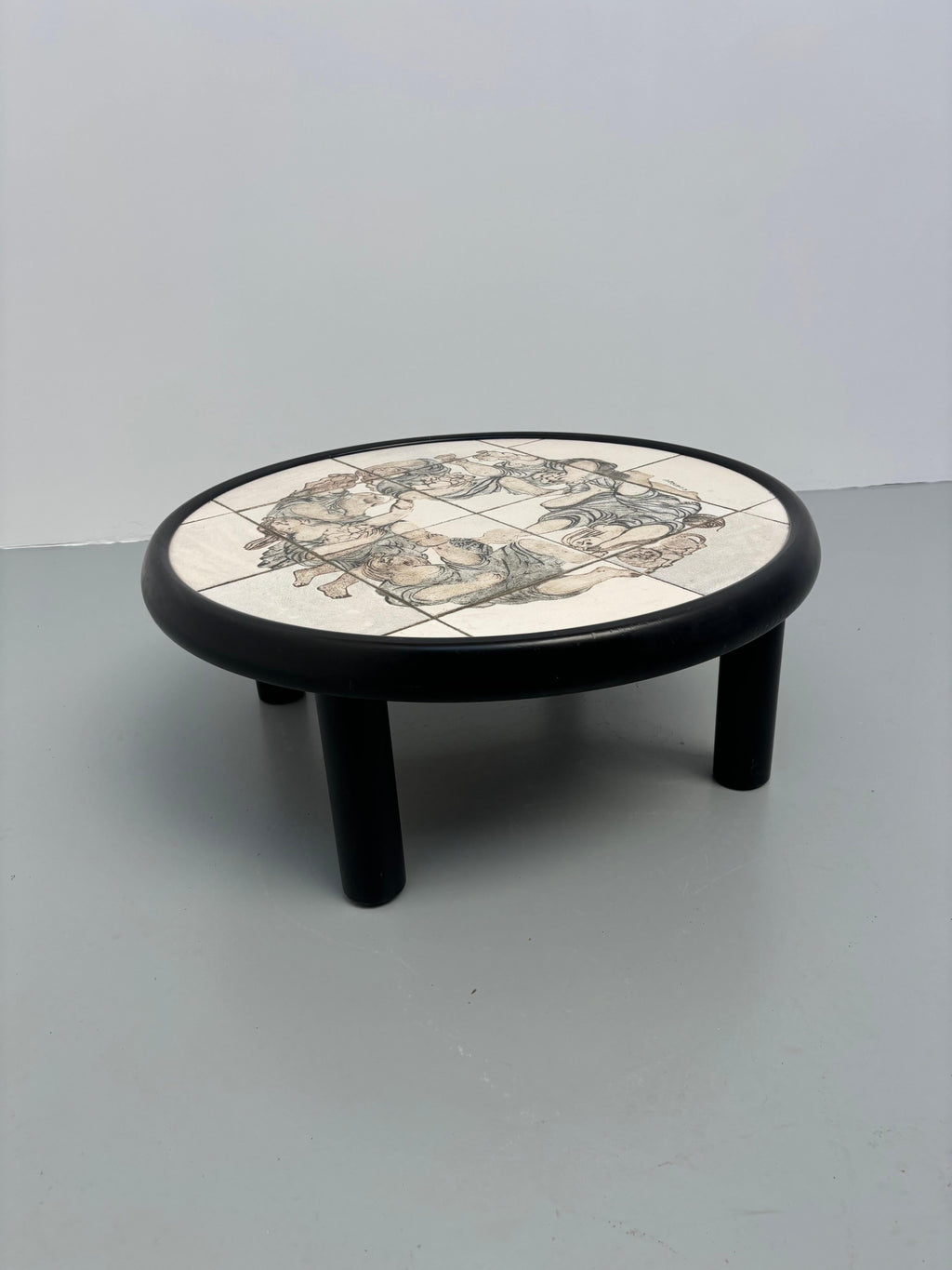 Scarce figurative coffee table by Roger Capron and Raymond Peynet
