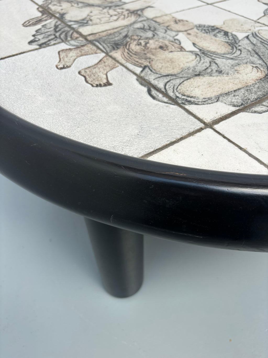 Scarce figurative coffee table by Roger Capron and Raymond Peynet