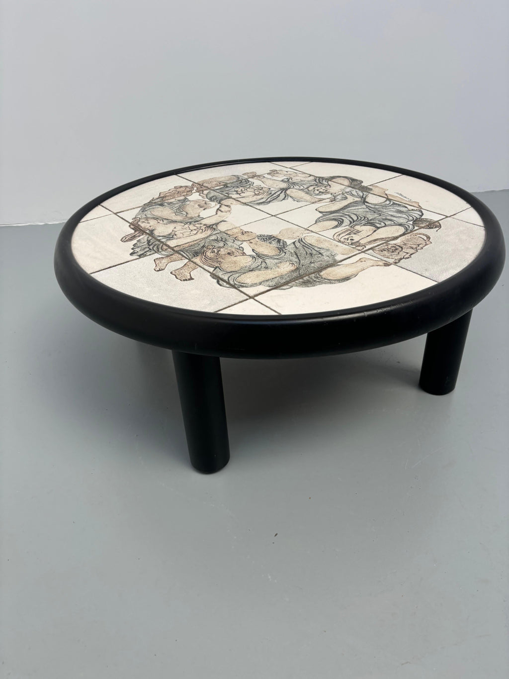 Scarce figurative coffee table by Roger Capron and Raymond Peynet