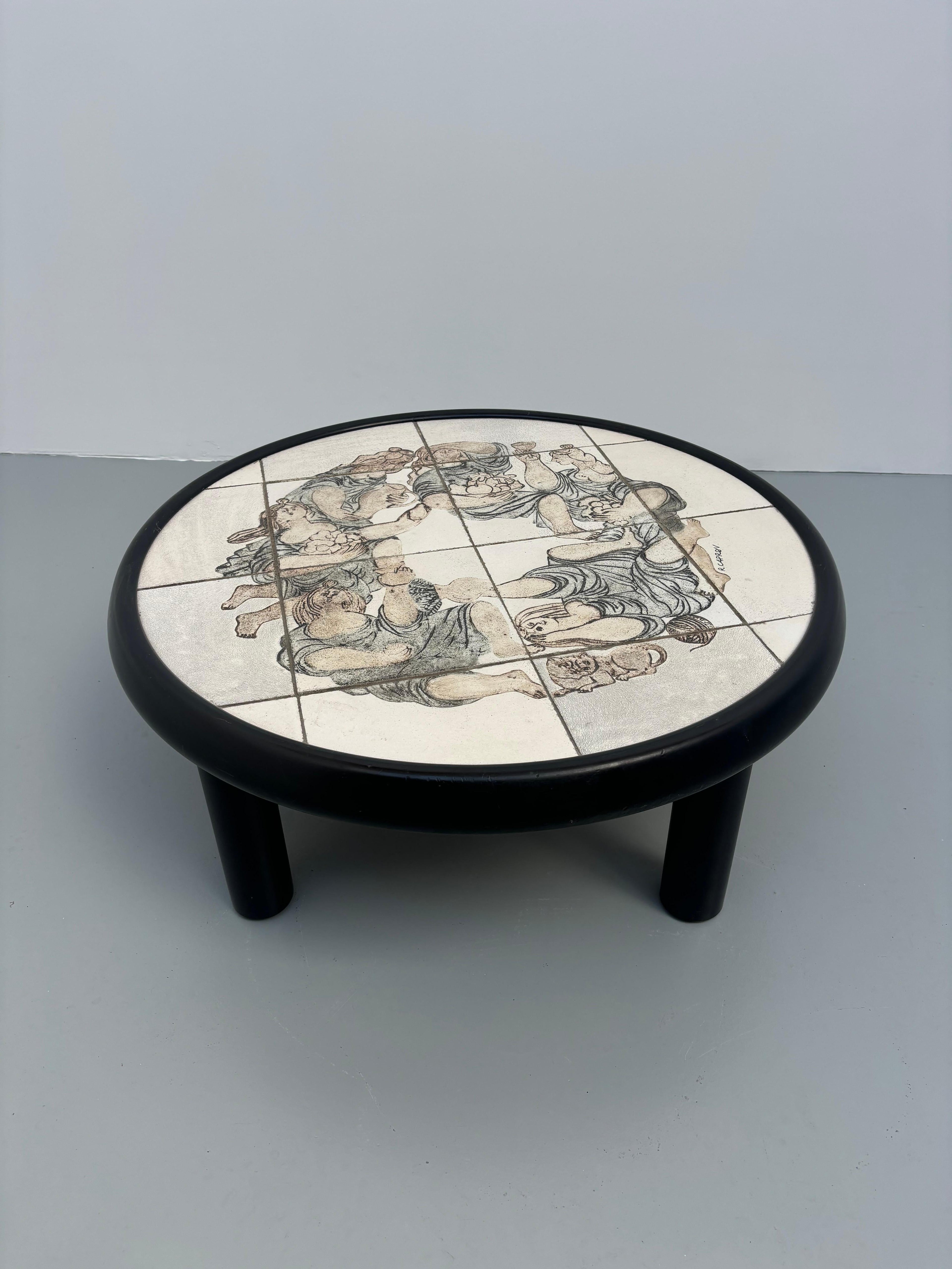 Scarce figurative coffee table by Roger Capron and Raymond Peynet