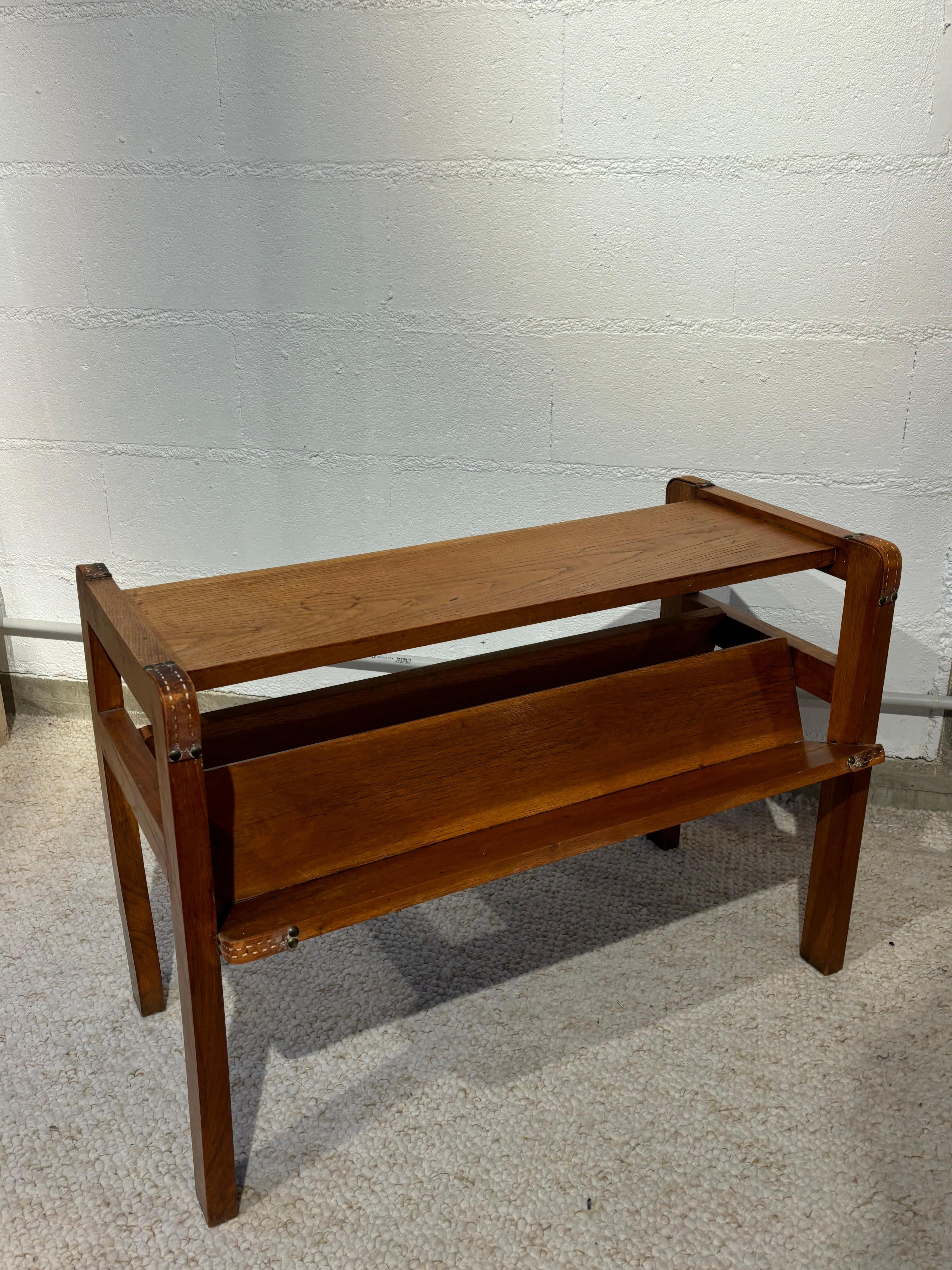 Side table with rack by Jacques Adnet