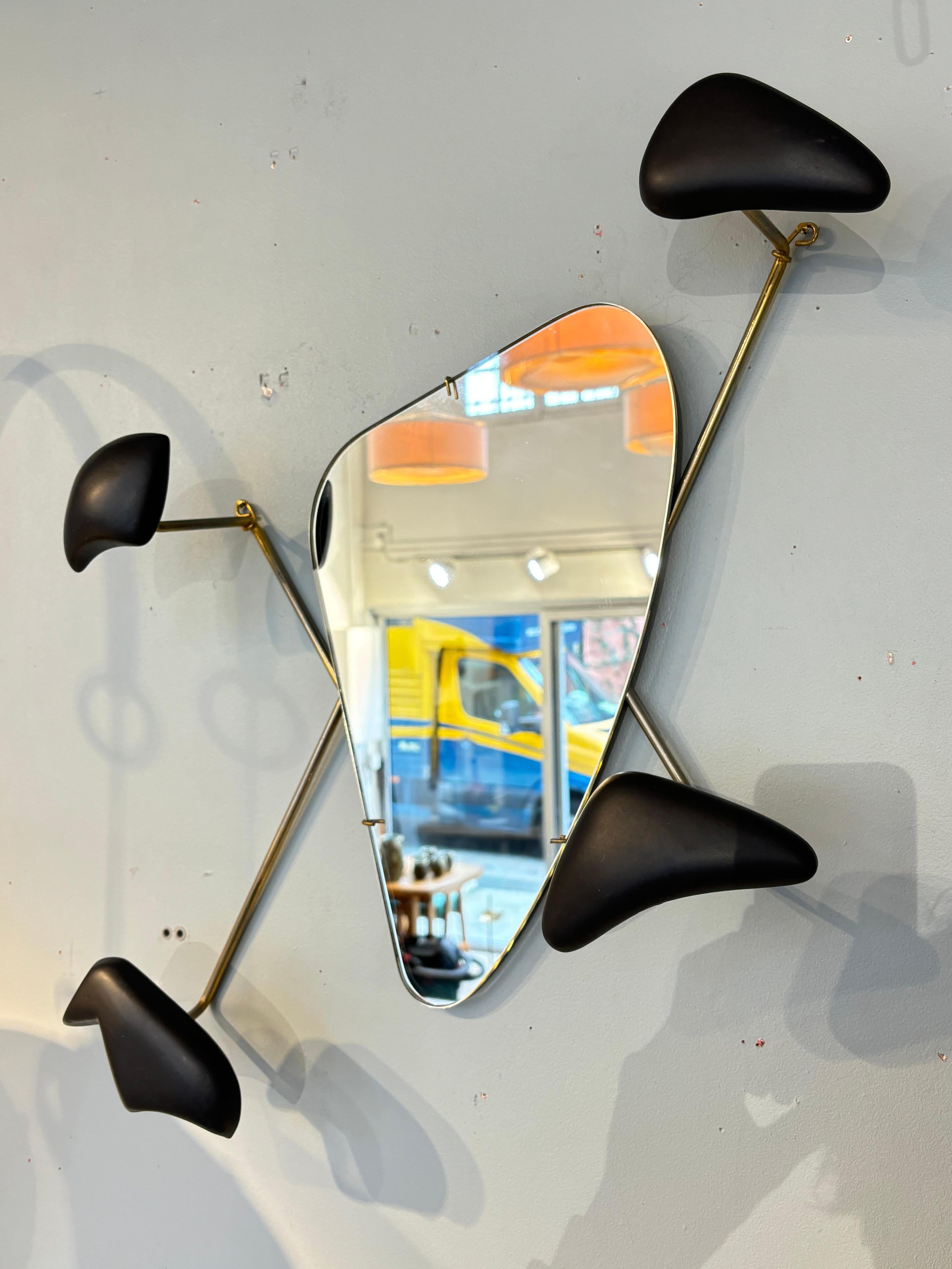Georges Jouve Black Ceramic Wall Mirror, Designed for Marcel Asselbur