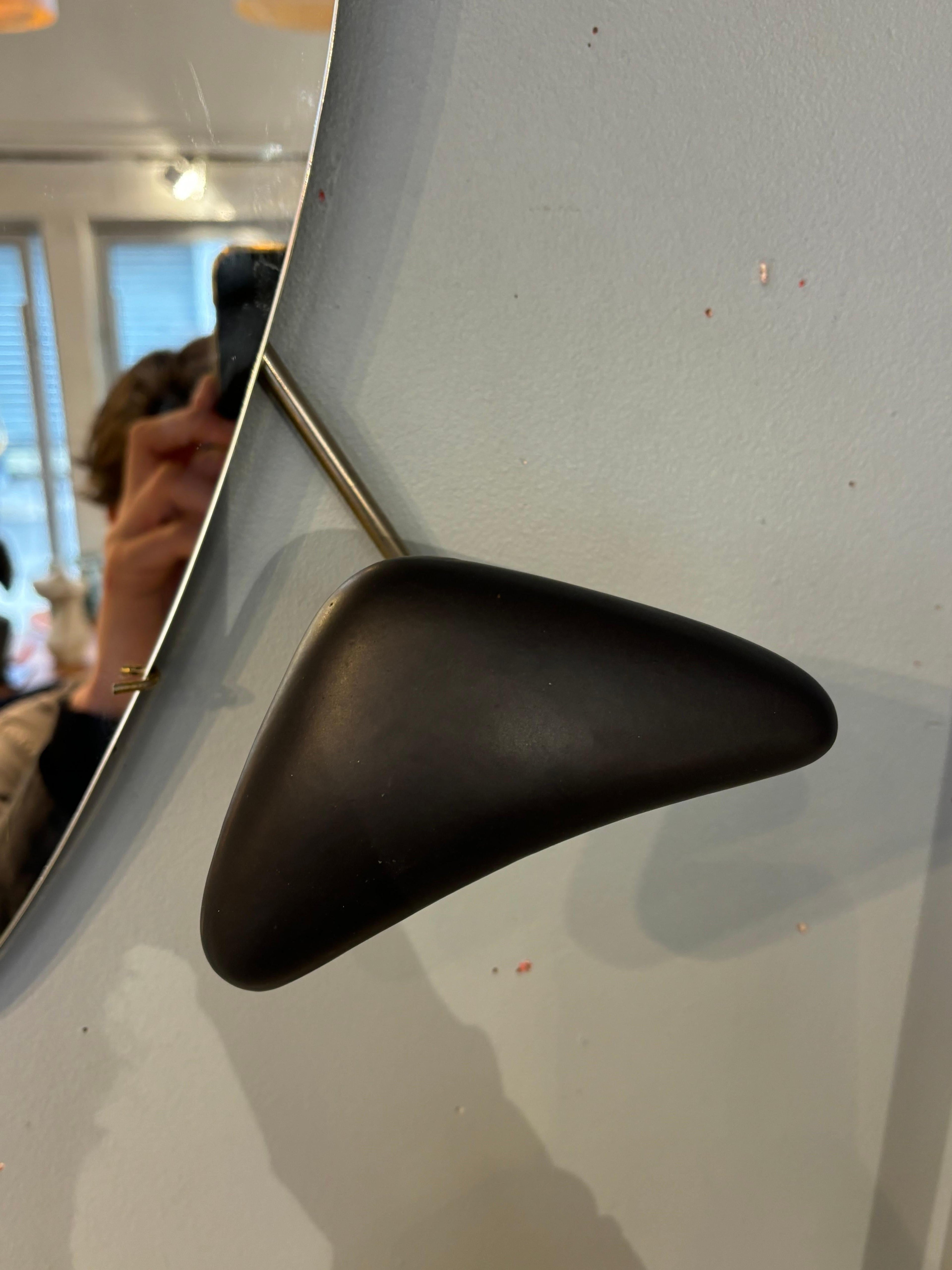 Georges Jouve Black Ceramic Wall Mirror, Designed for Marcel Asselbur
