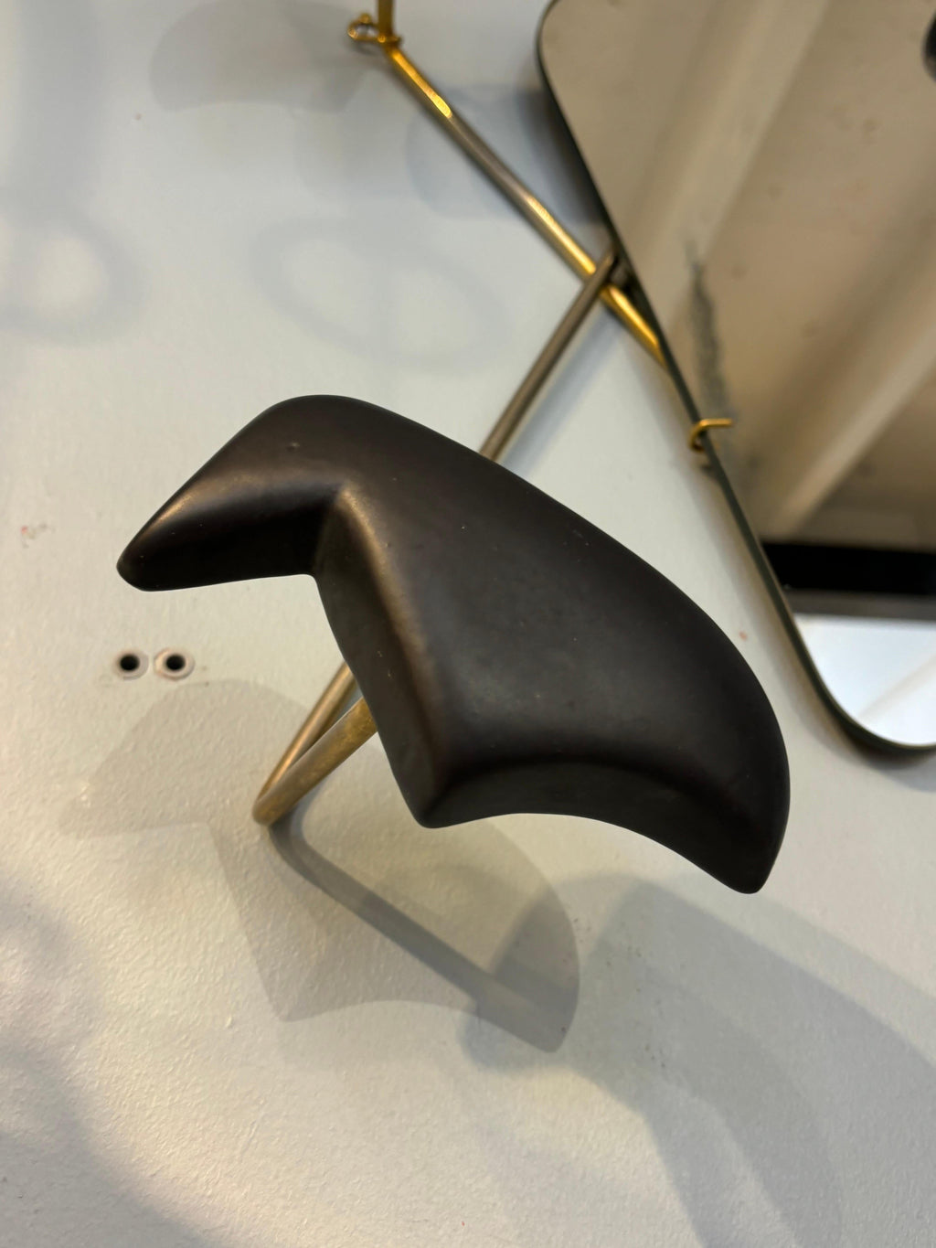 Georges Jouve Black Ceramic Wall Mirror, Designed for Marcel Asselbur