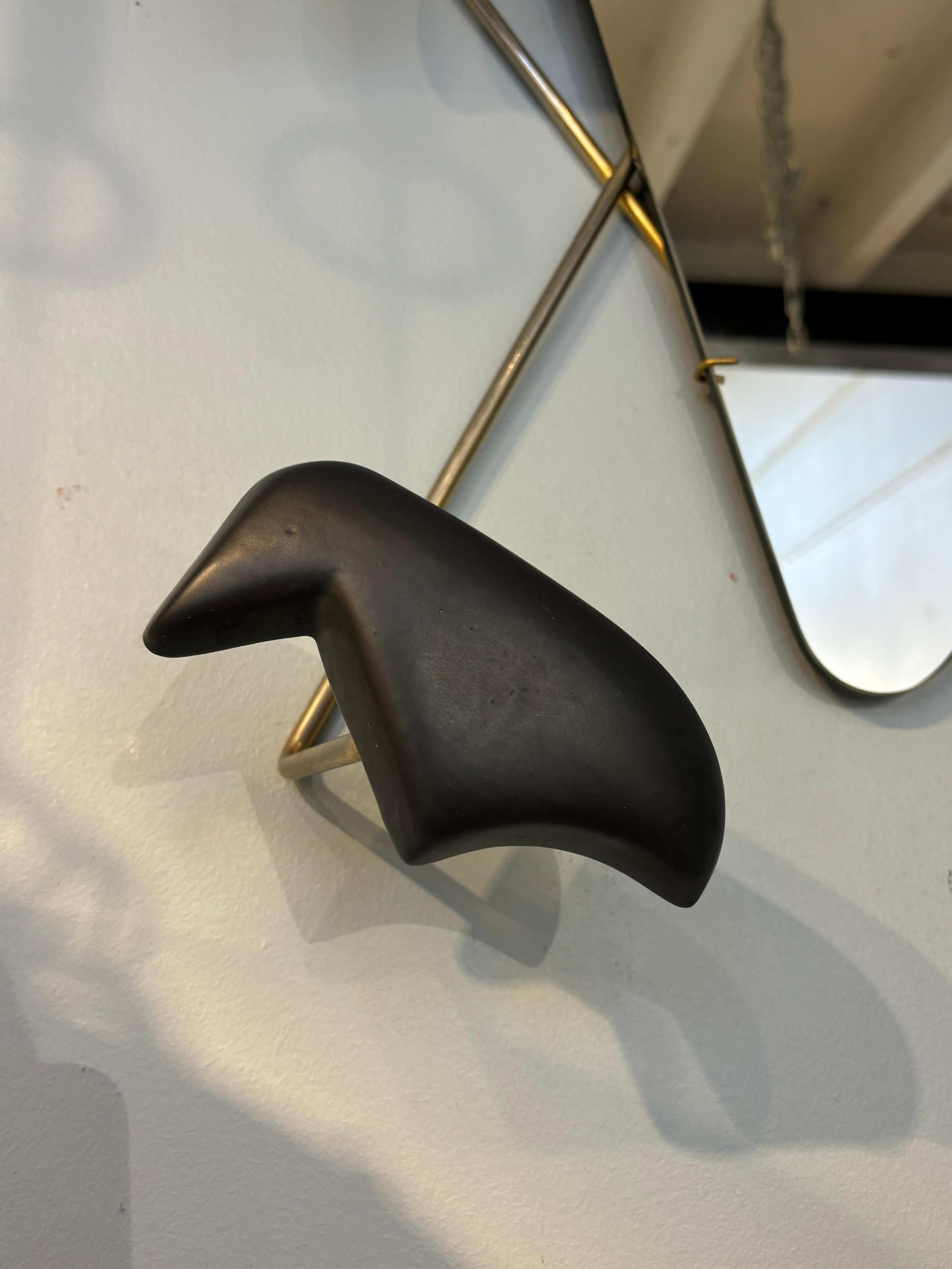 Georges Jouve Black Ceramic Wall Mirror, Designed for Marcel Asselbur