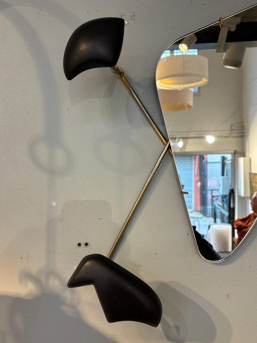 Georges Jouve Black Ceramic Wall Mirror, Designed for Marcel Asselbur