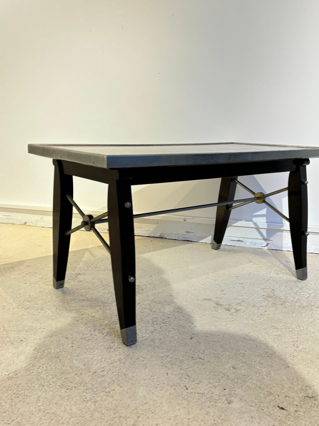 Jules Leleu Antique Coffee Table, Nickel-Plated Rosewood, 1930
