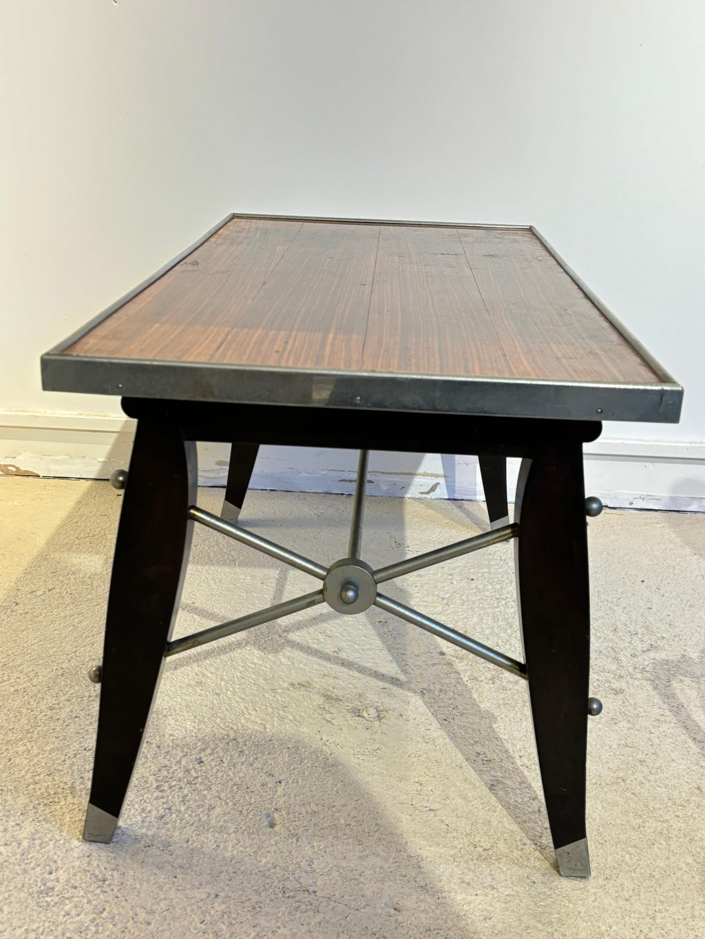 Jules Leleu Antique Coffee Table, Nickel-Plated Rosewood, 1930