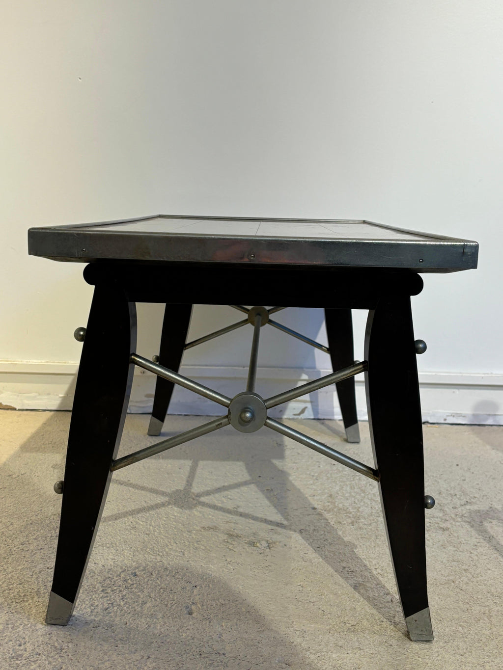 Jules Leleu Antique Coffee Table, Nickel-Plated Rosewood, 1930