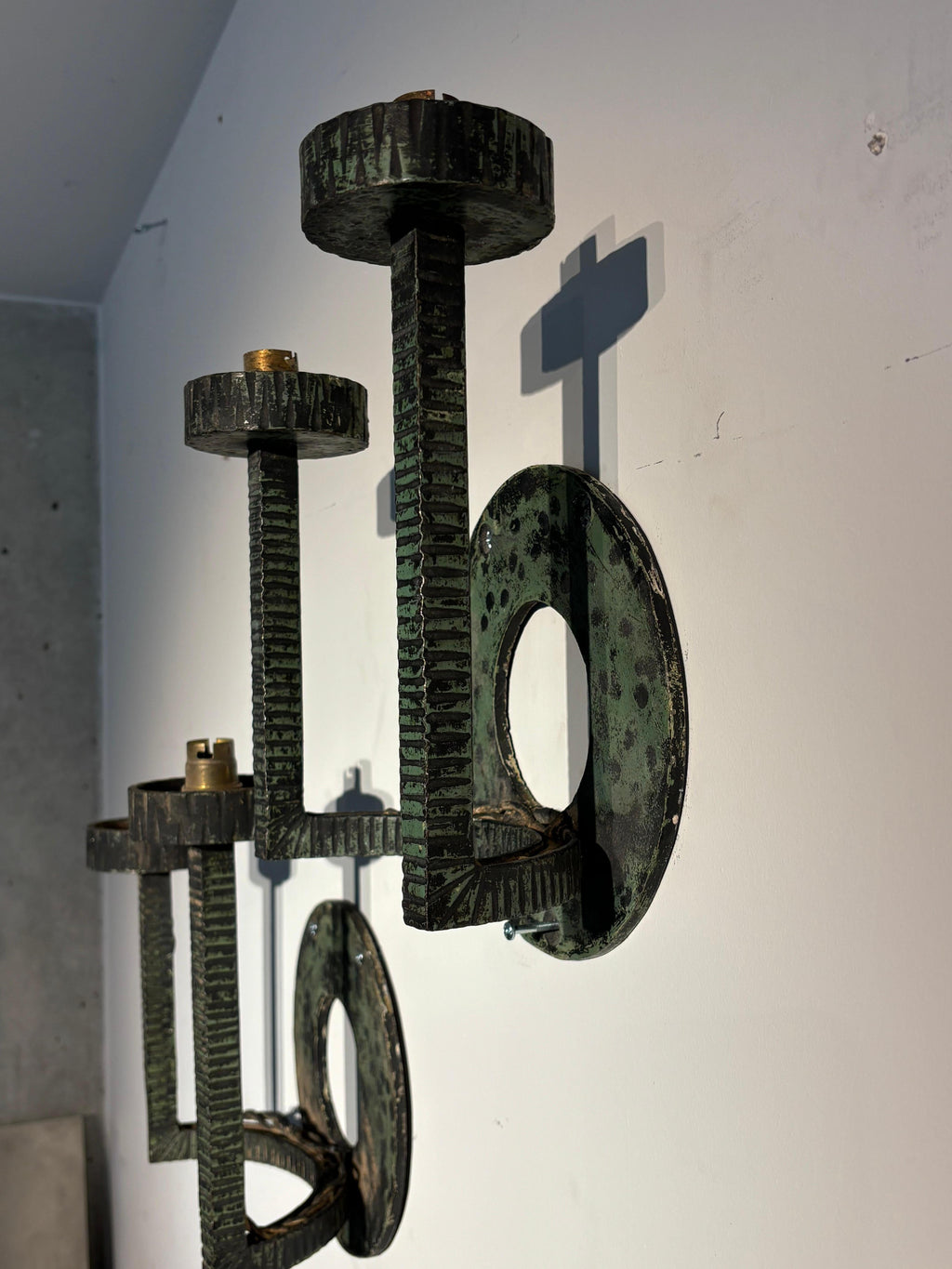 French Iron Wall Sconces, Antique Lighting, Vintage Design, 1940