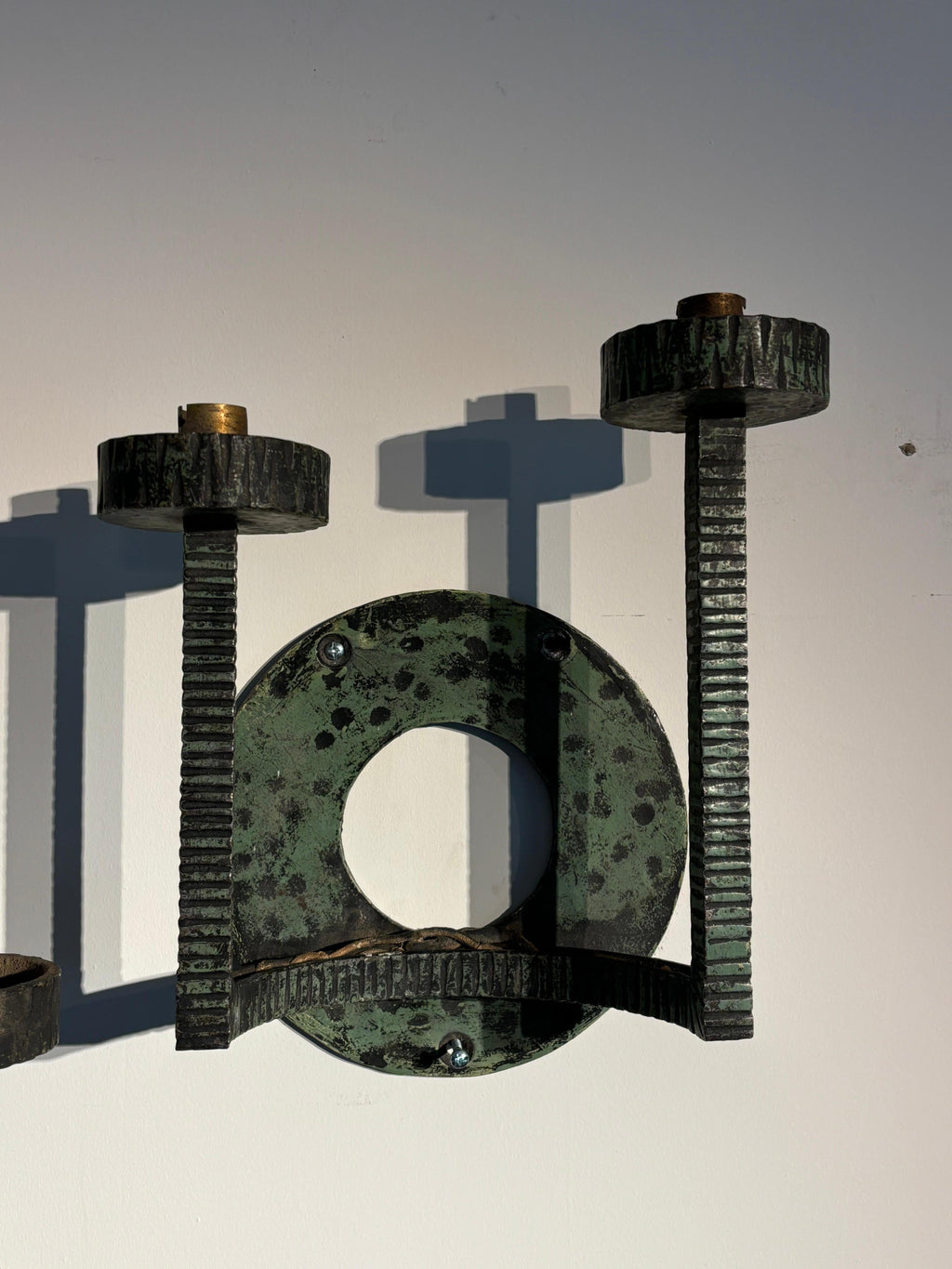 French Iron Wall Sconces, Antique Lighting, Vintage Design, 1940