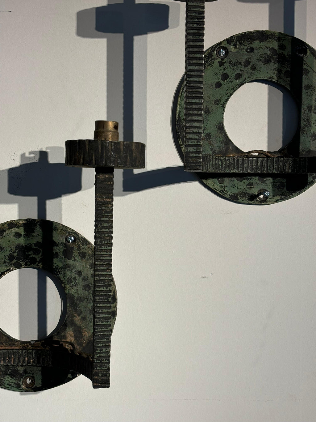 French Iron Wall Sconces, Antique Lighting, Vintage Design, 1940