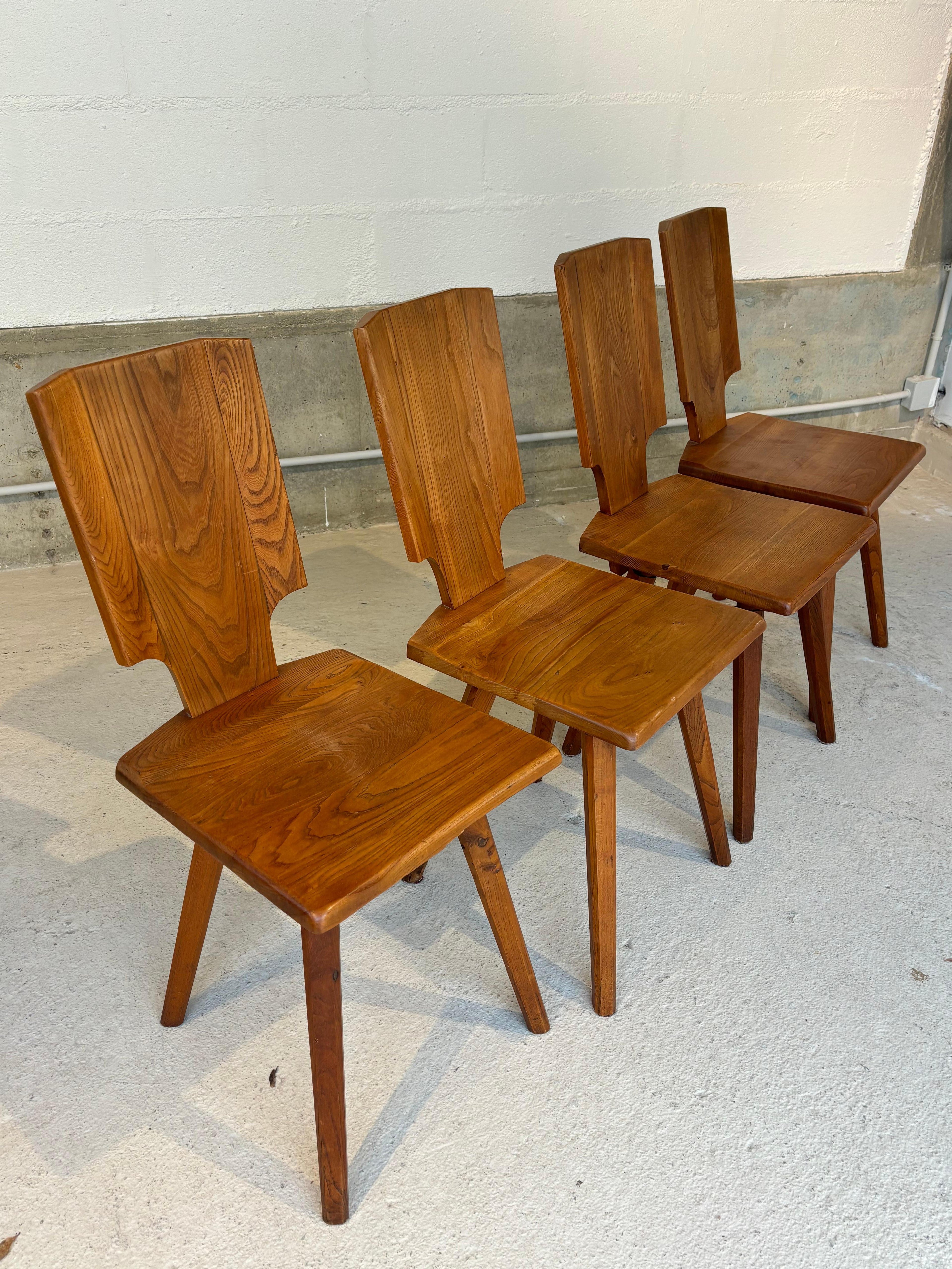 Set of four chairs S28A by Pierre Chapo