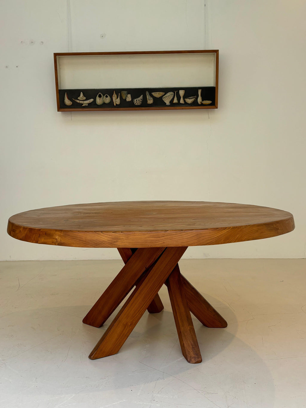 Rare dining table T21E or SFAX by Pierre Chapo 160 cm Diameter