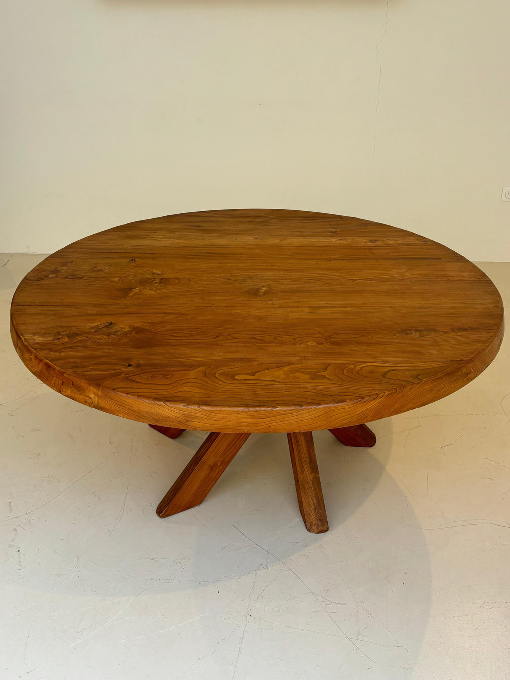 Rare dining table T21E or SFAX by Pierre Chapo 160 cm Diameter