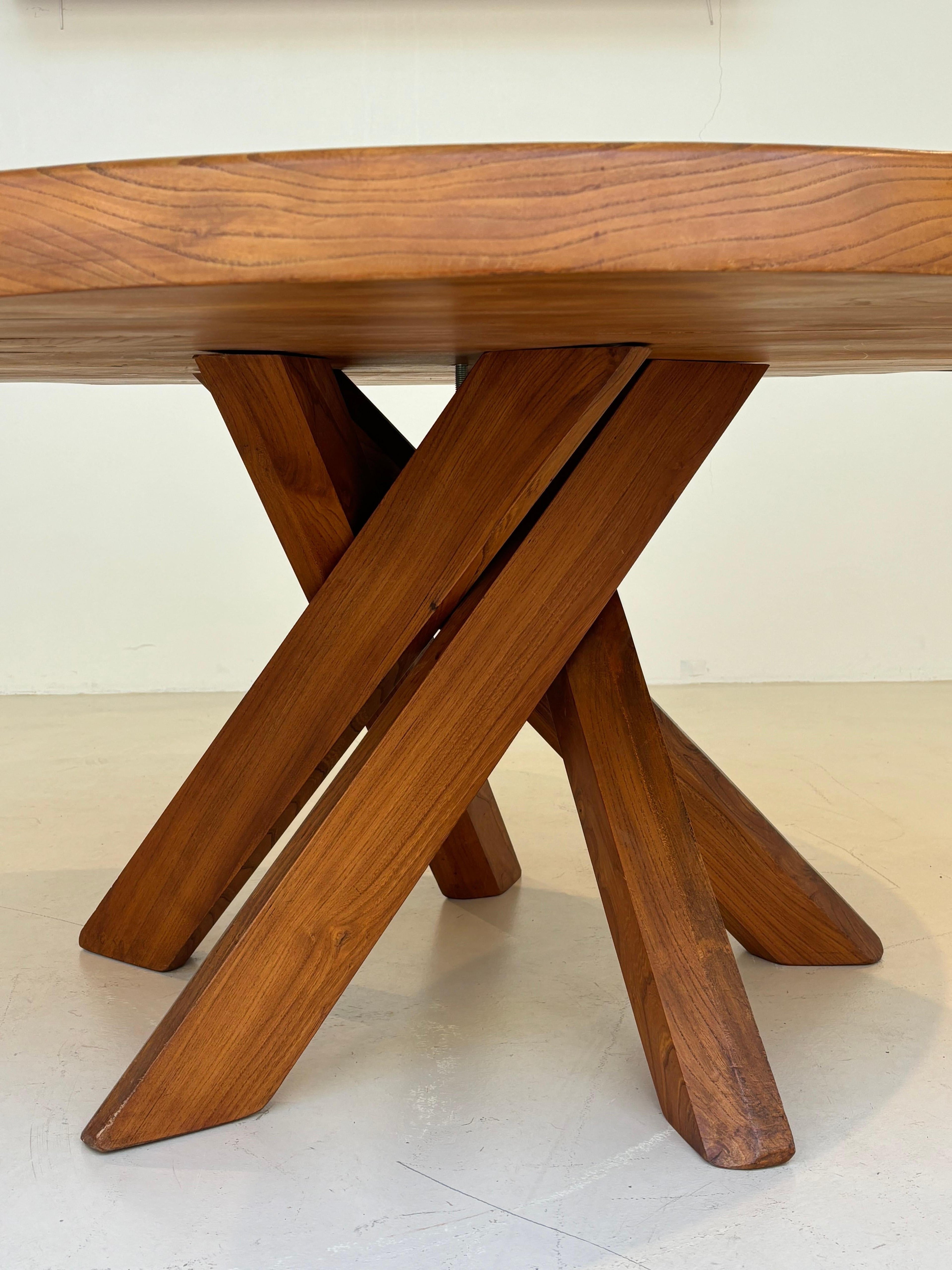 Rare dining table T21E or SFAX by Pierre Chapo 160 cm Diameter