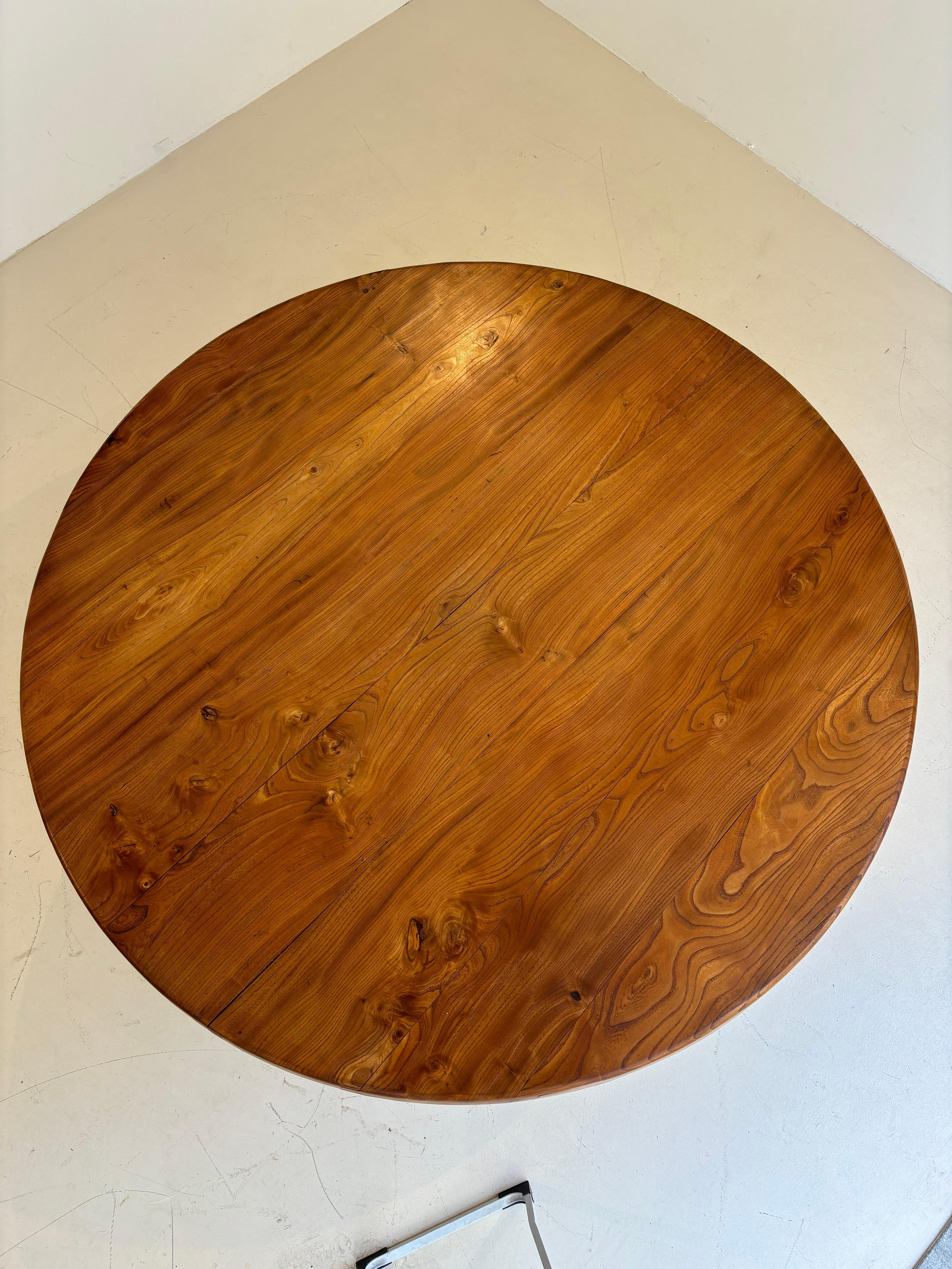Rare dining table T21E or SFAX by Pierre Chapo 160 cm Diameter