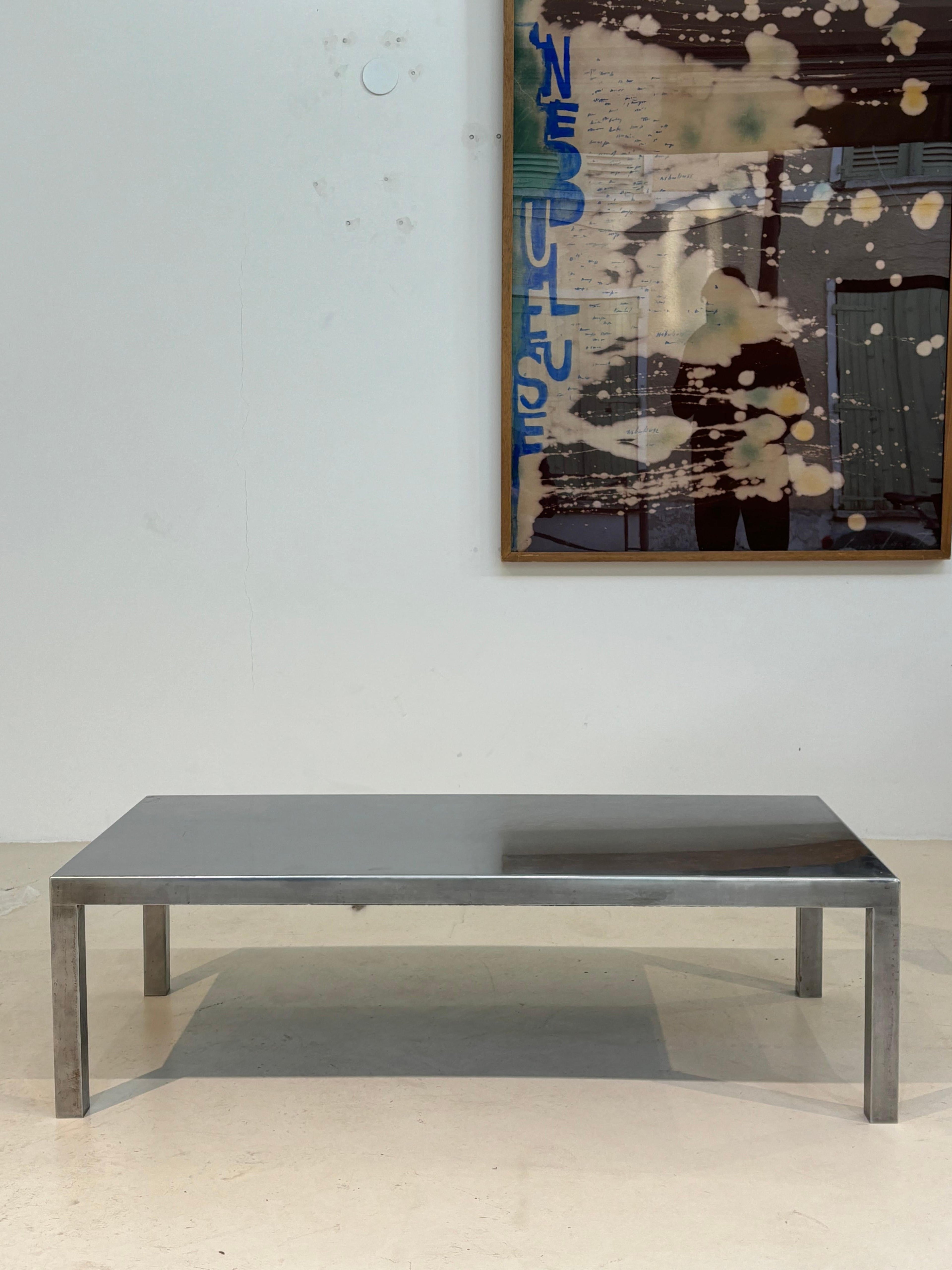 Maria Pergay coffee table in stainless steel for design steel edition
