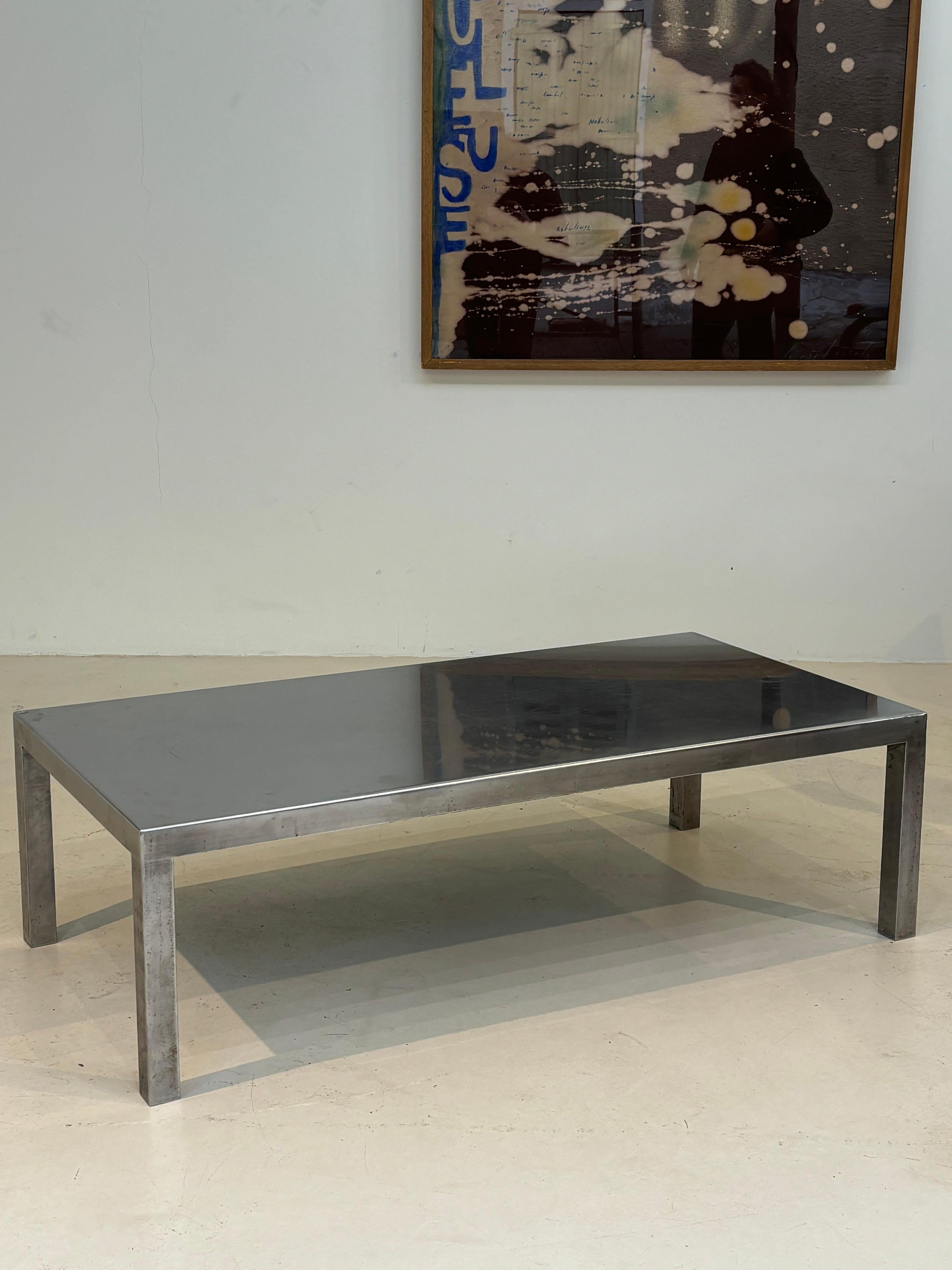 Maria Pergay coffee table in stainless steel for design steel edition