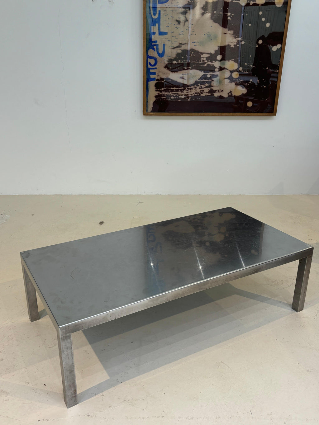 Maria Pergay coffee table in stainless steel for design steel edition