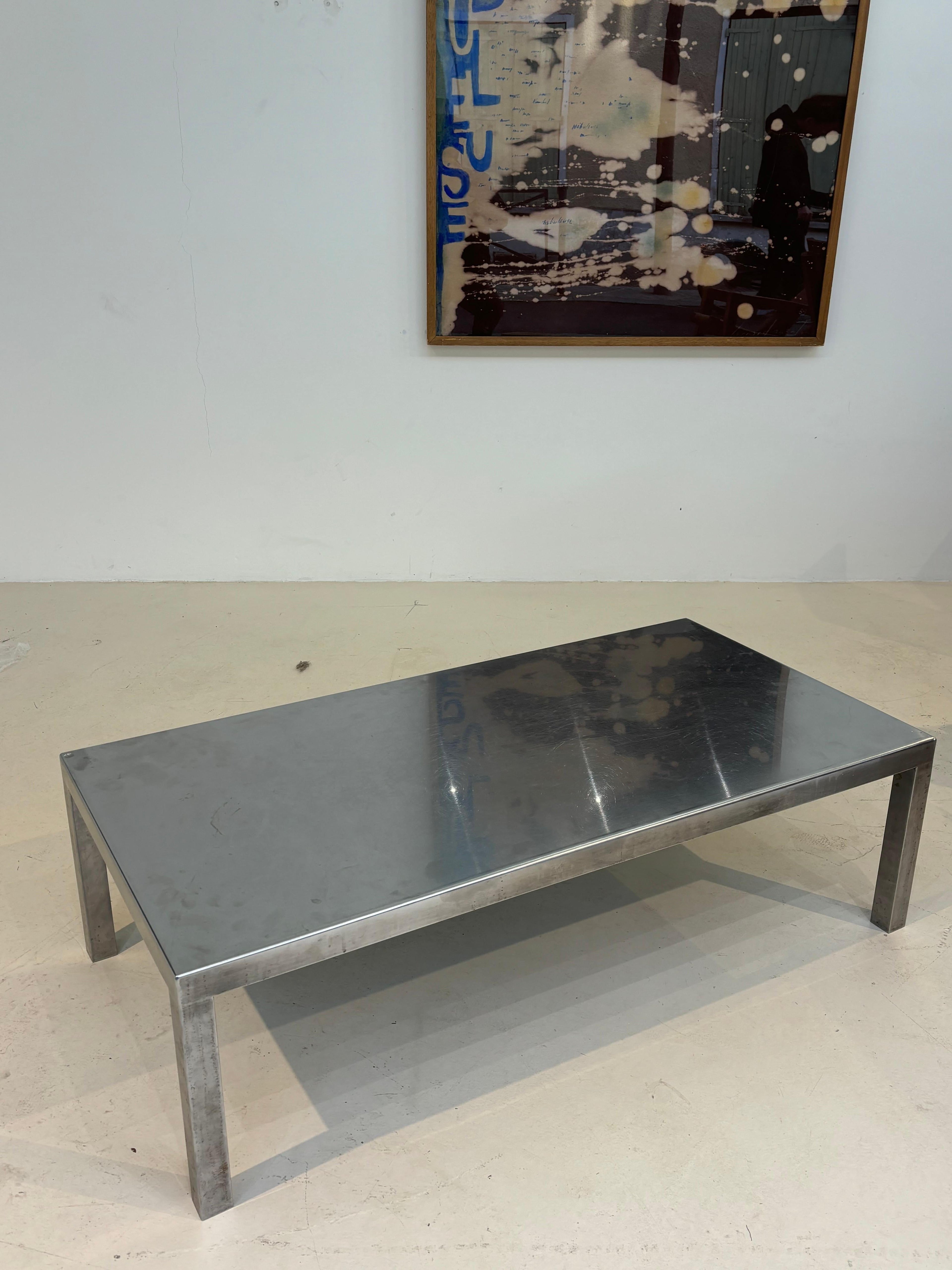 Maria Pergay coffee table in stainless steel for design steel edition