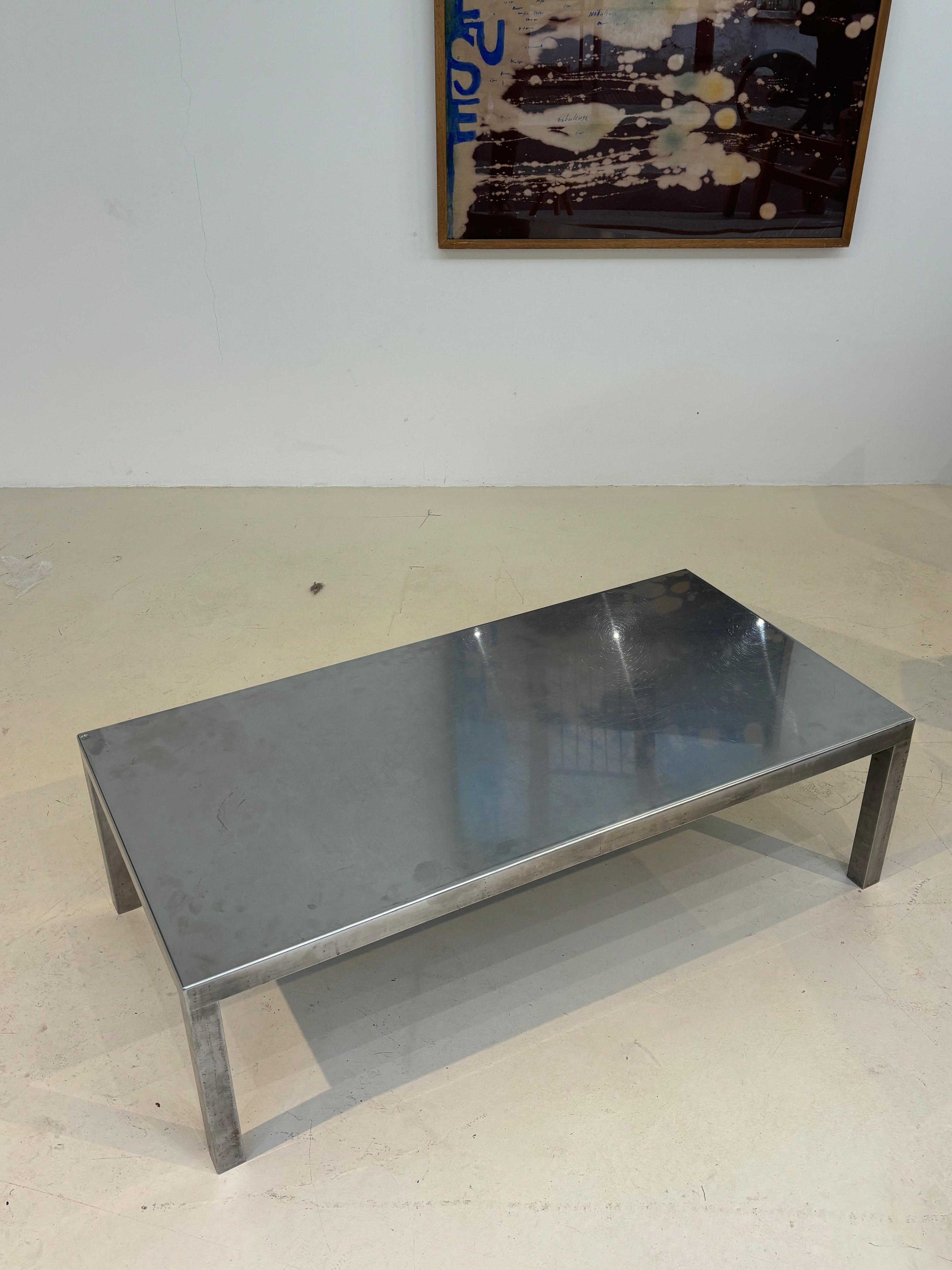 Maria Pergay coffee table in stainless steel for design steel edition