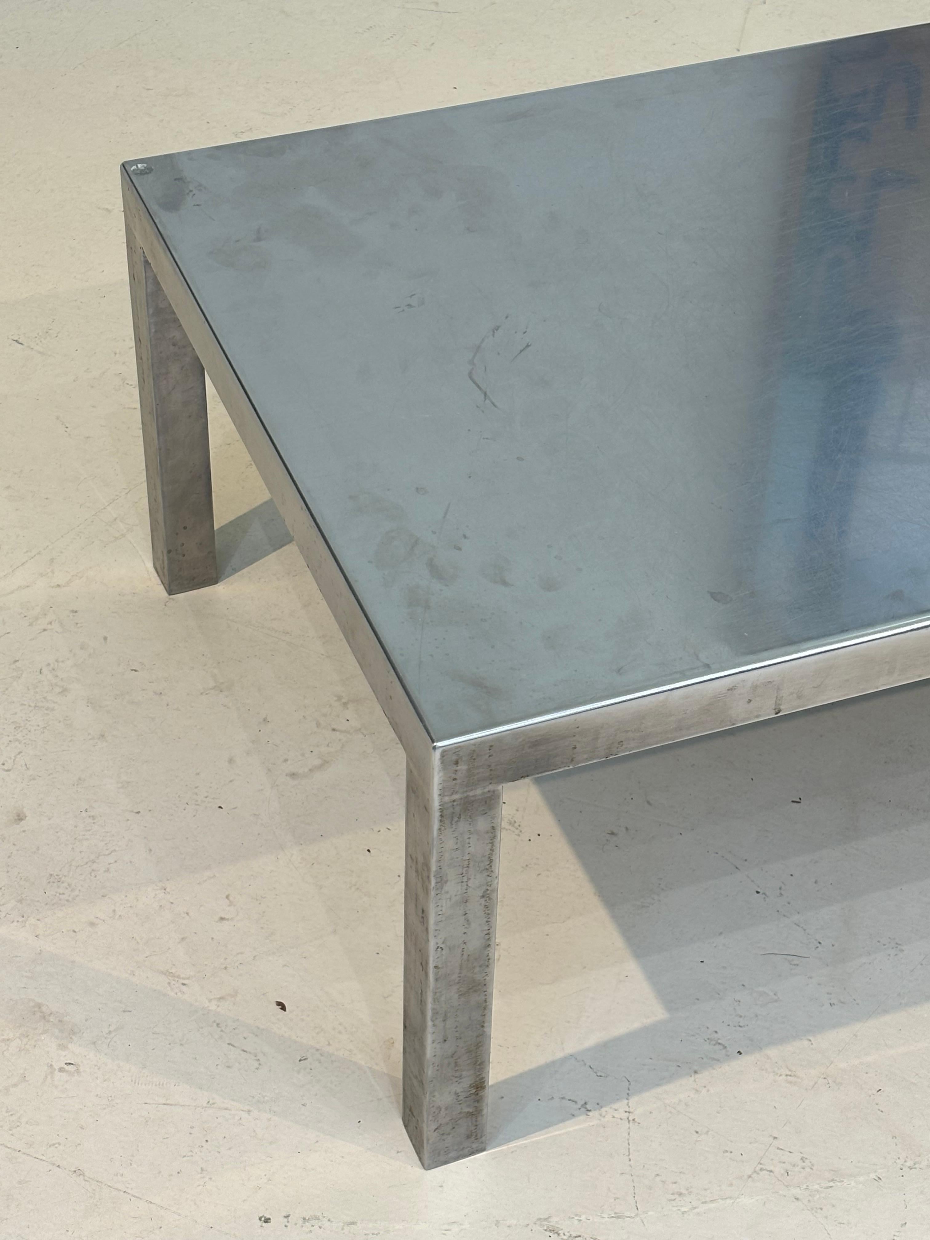 Maria Pergay coffee table in stainless steel for design steel edition