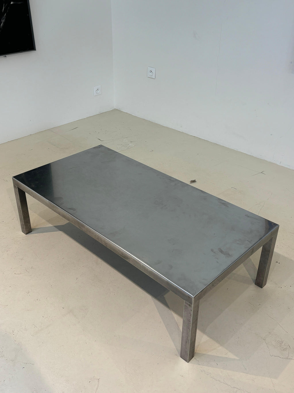 Maria Pergay coffee table in stainless steel for design steel edition