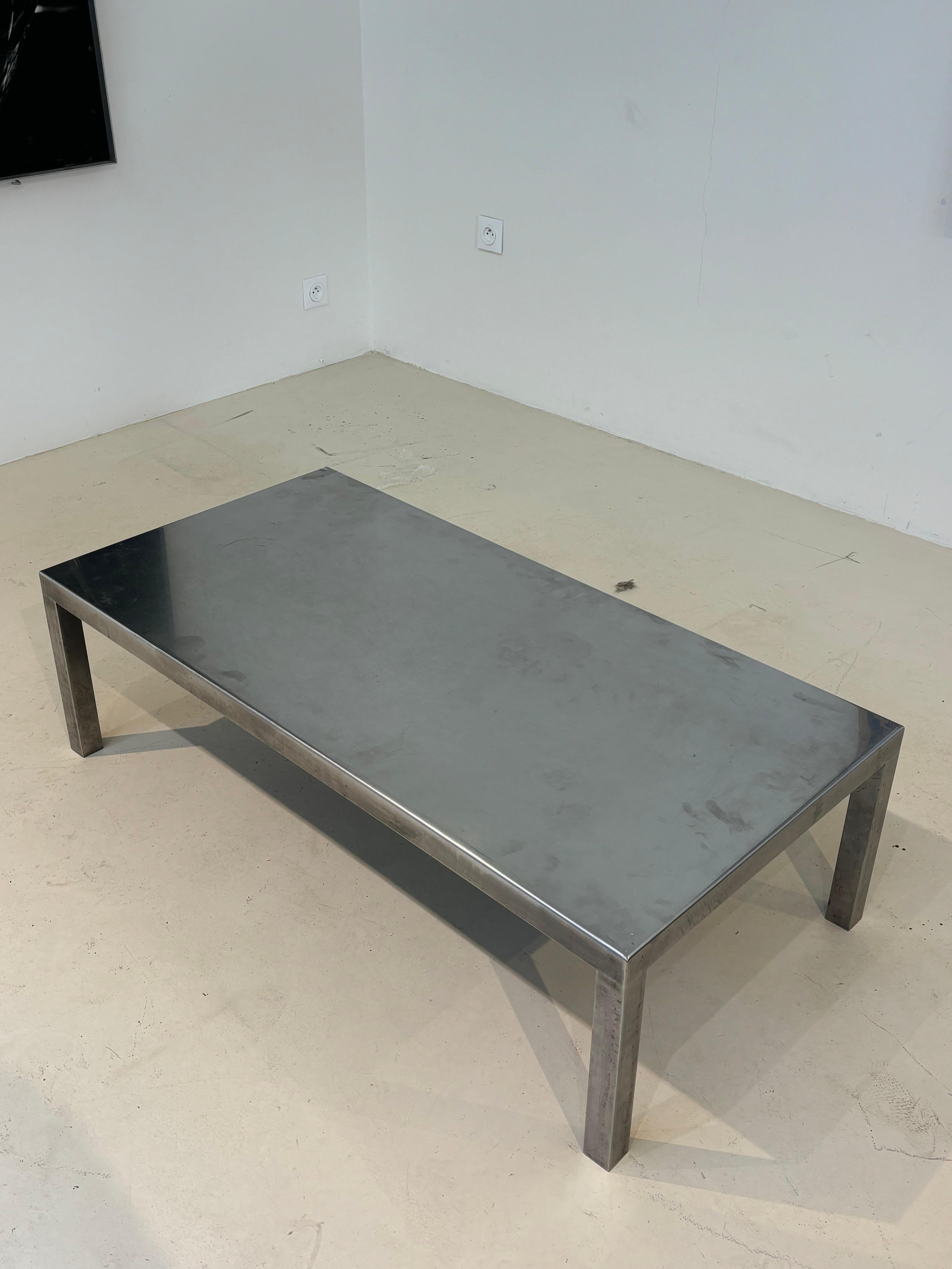 Maria Pergay coffee table in stainless steel for design steel edition