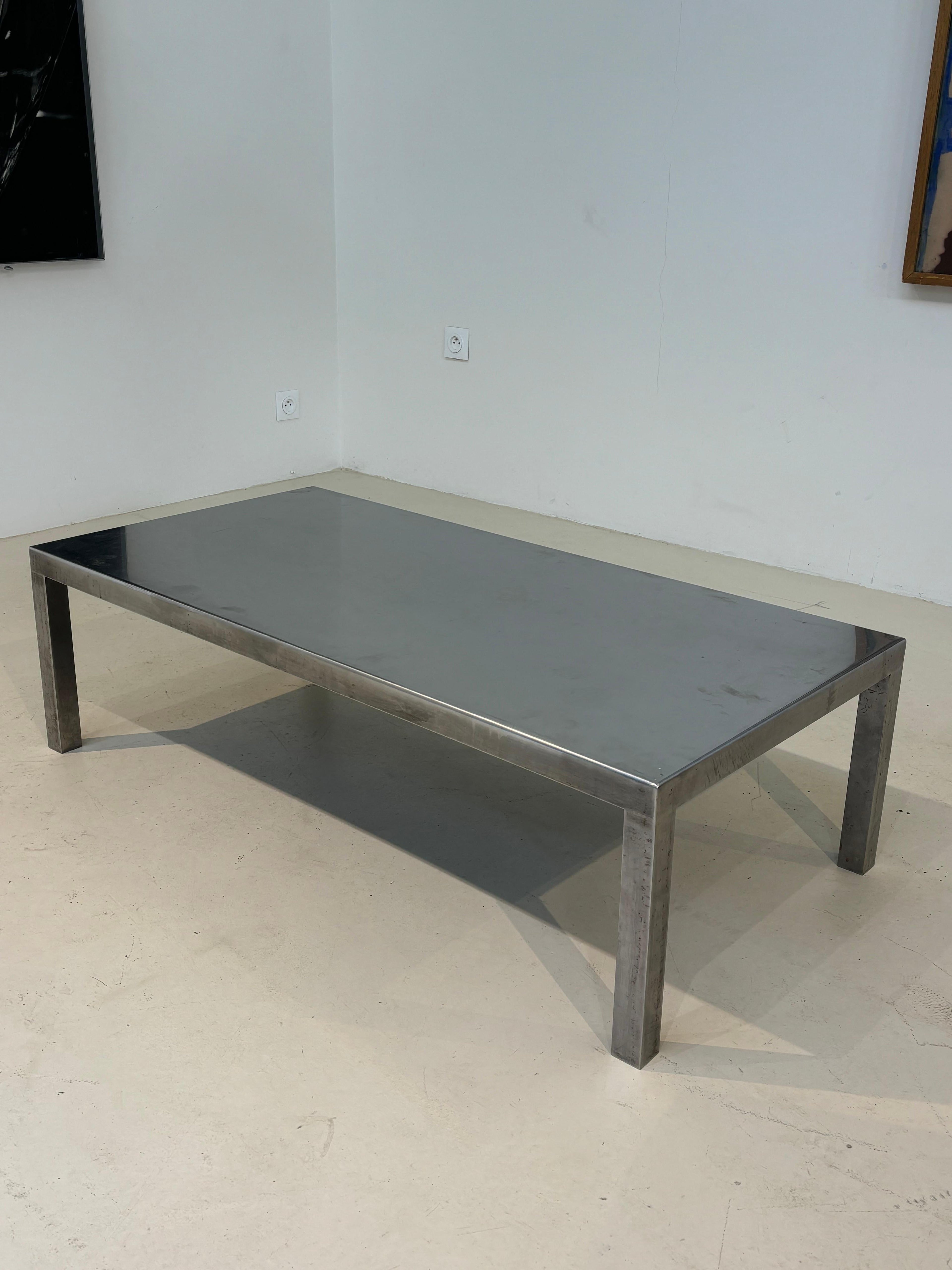 Maria Pergay coffee table in stainless steel for design steel edition