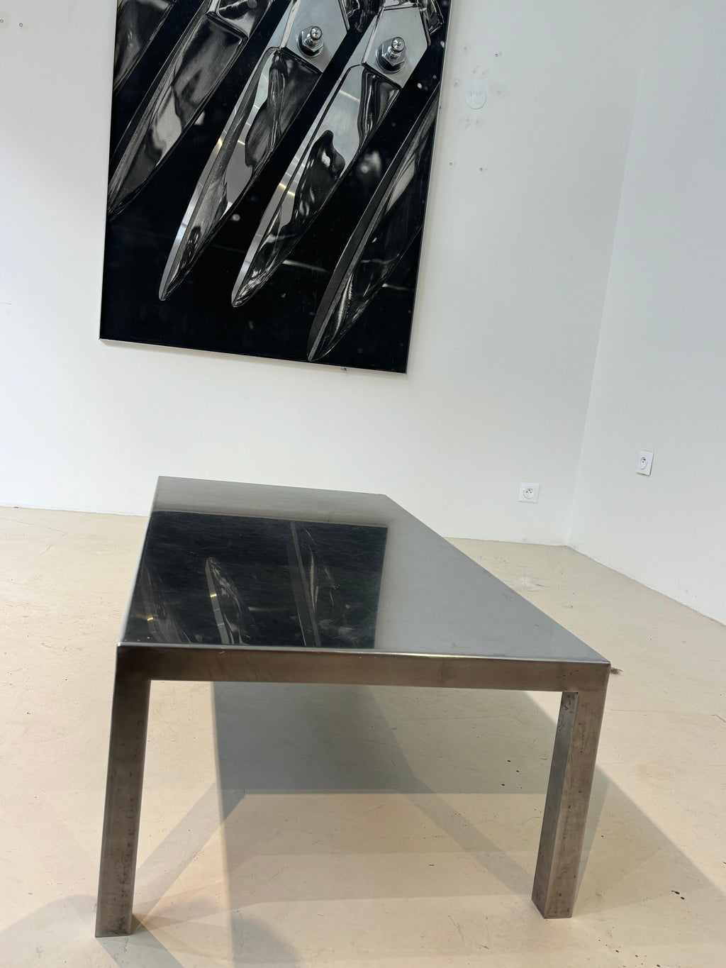 Maria Pergay coffee table in stainless steel for design steel edition