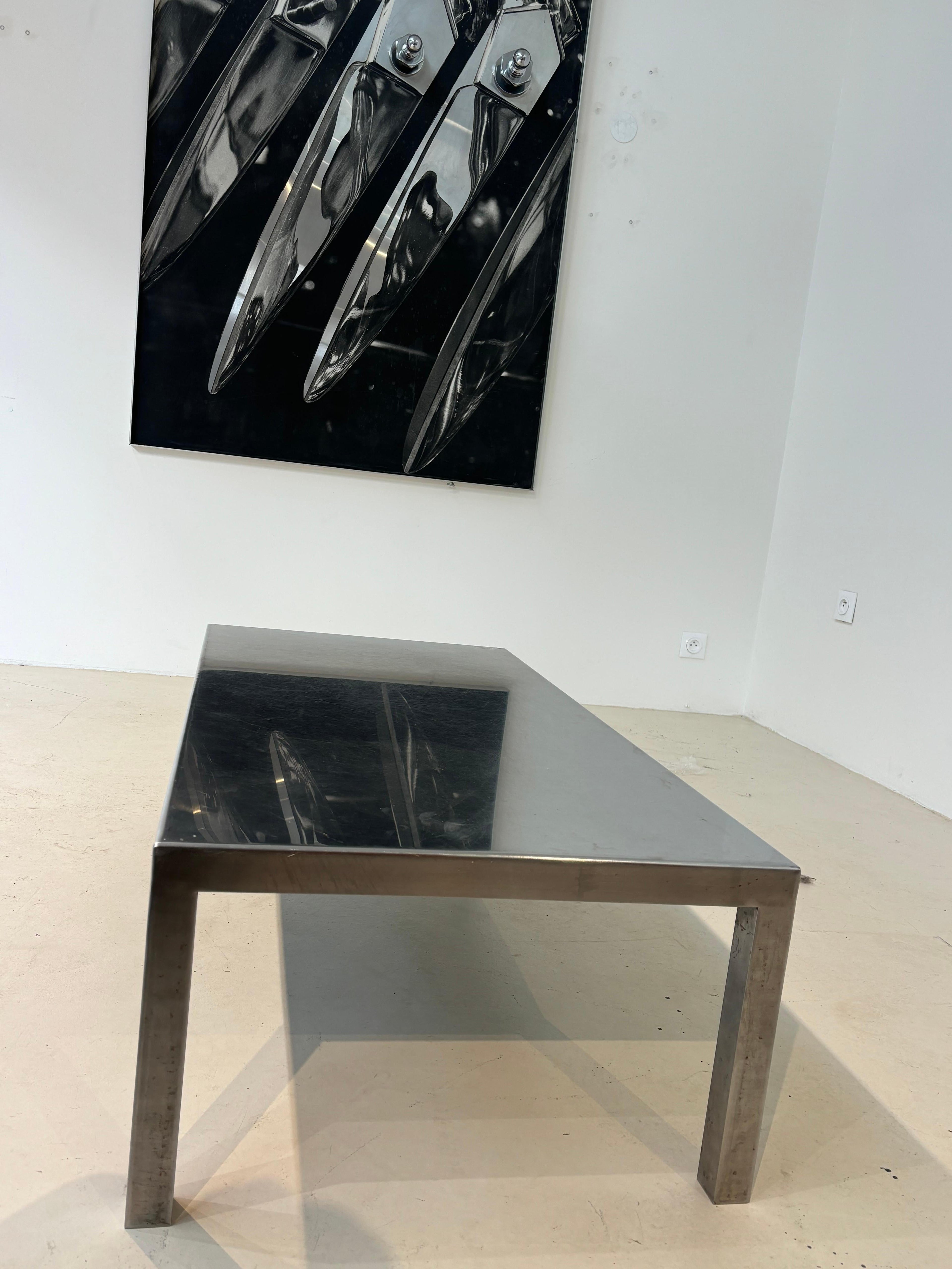 Maria Pergay coffee table in stainless steel for design steel edition