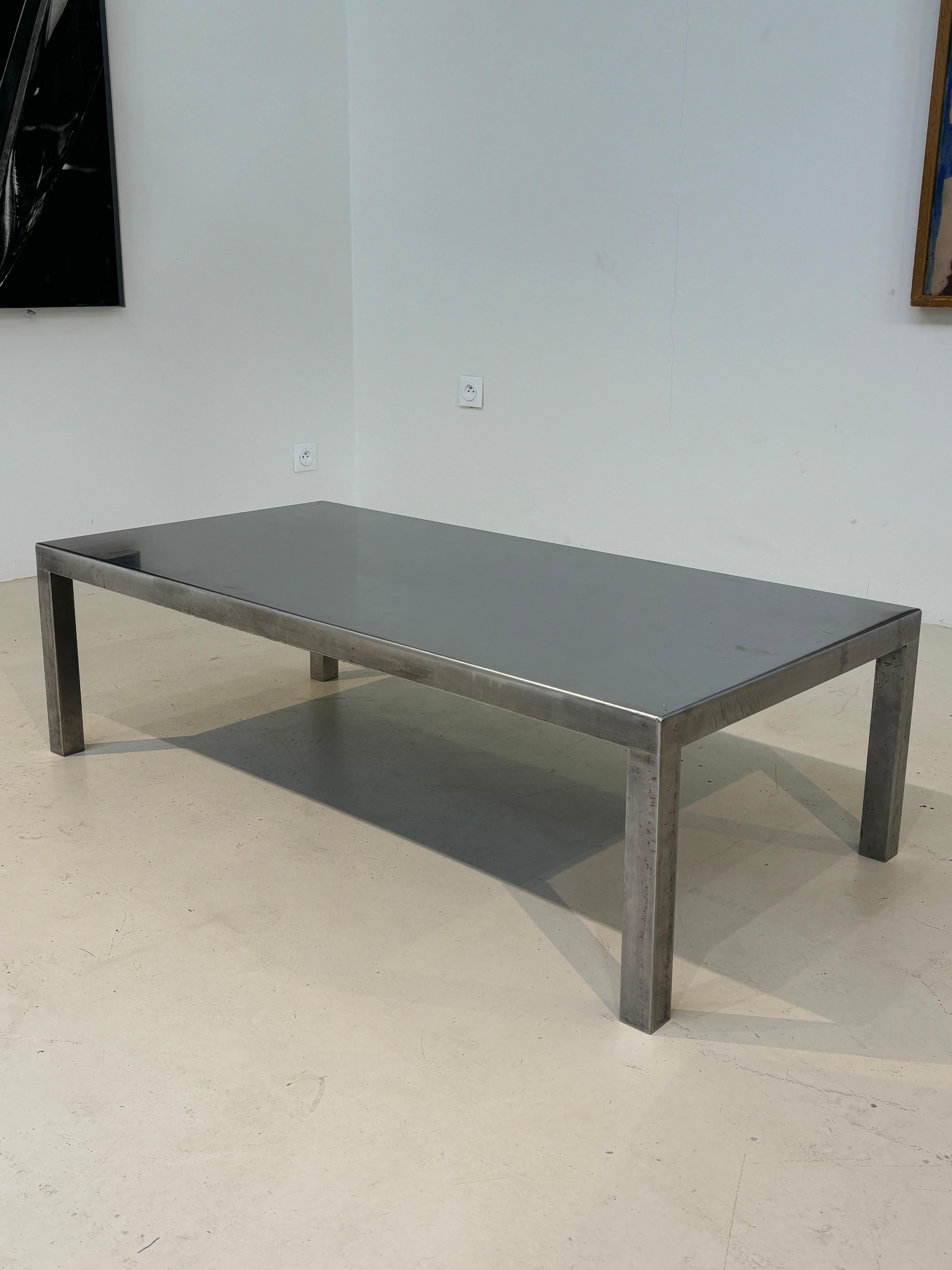Maria Pergay coffee table in stainless steel for design steel edition
