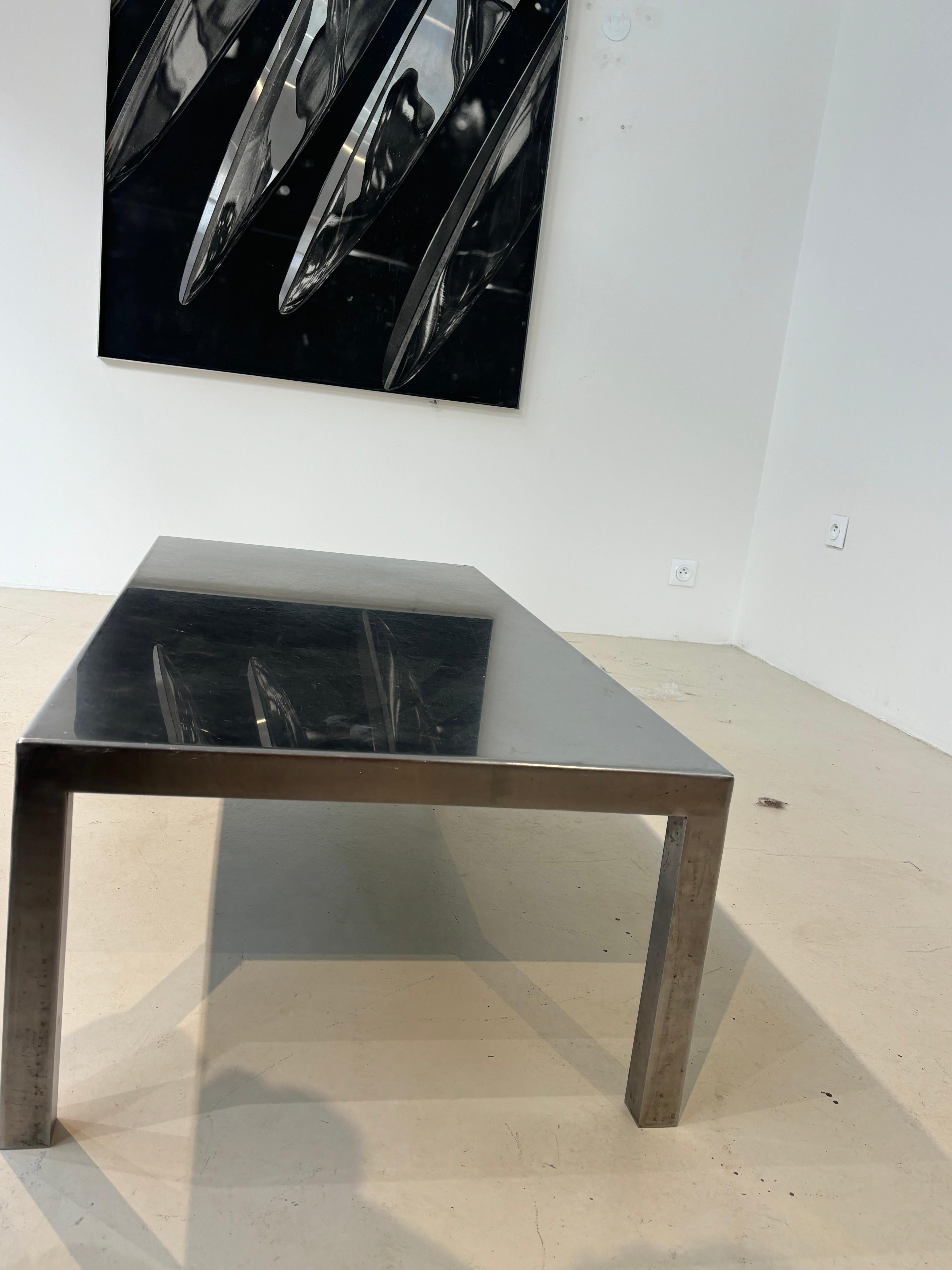 Maria Pergay coffee table in stainless steel for design steel edition