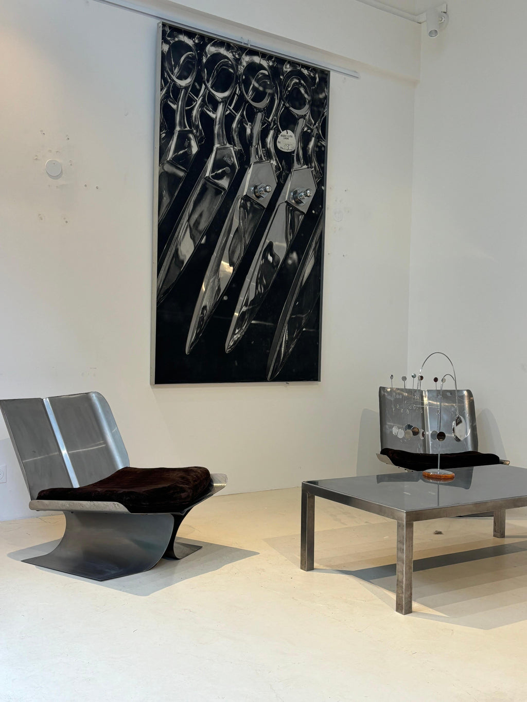 Maria Pergay coffee table in stainless steel for design steel edition