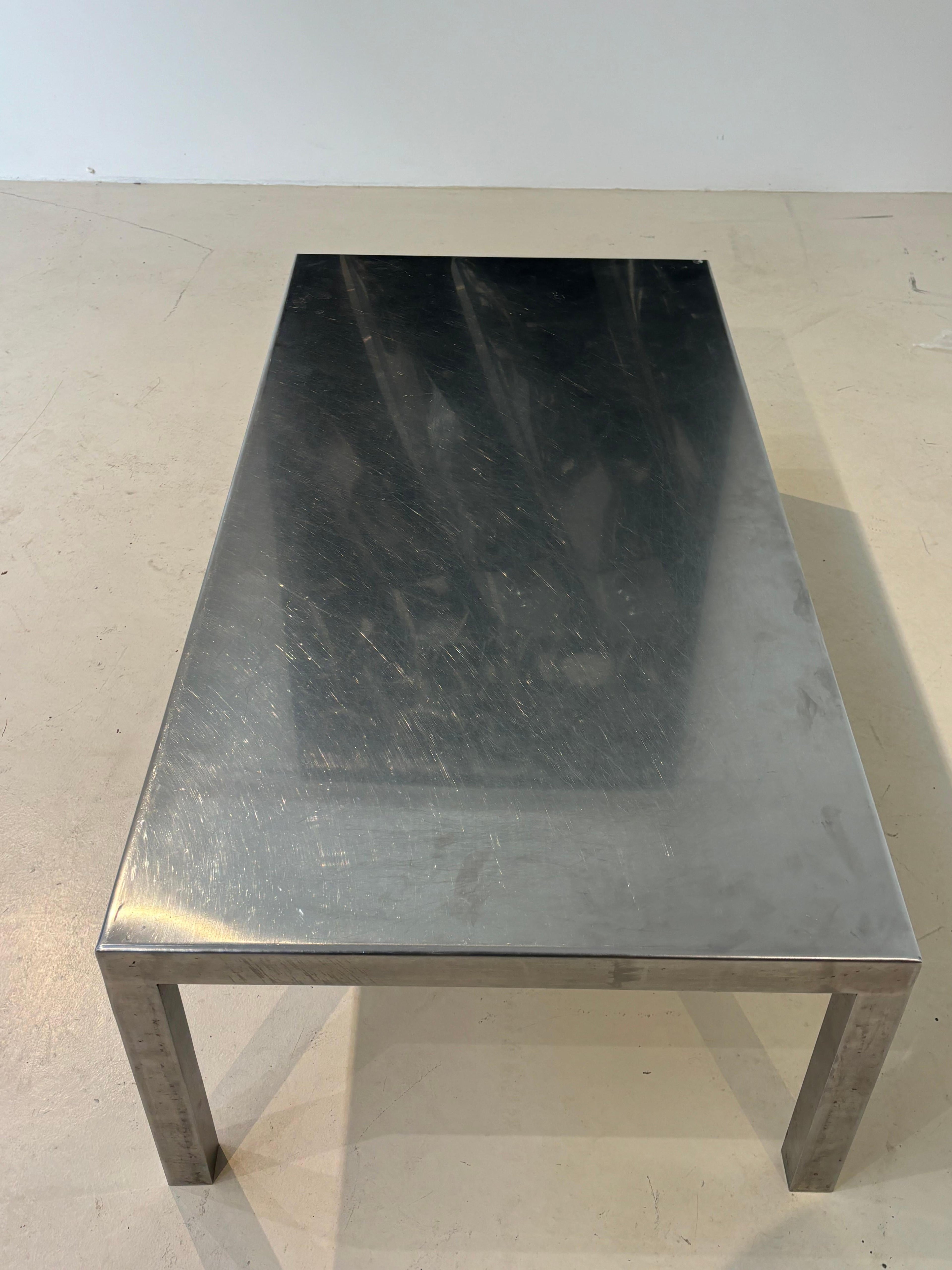 Maria Pergay coffee table in stainless steel for design steel edition