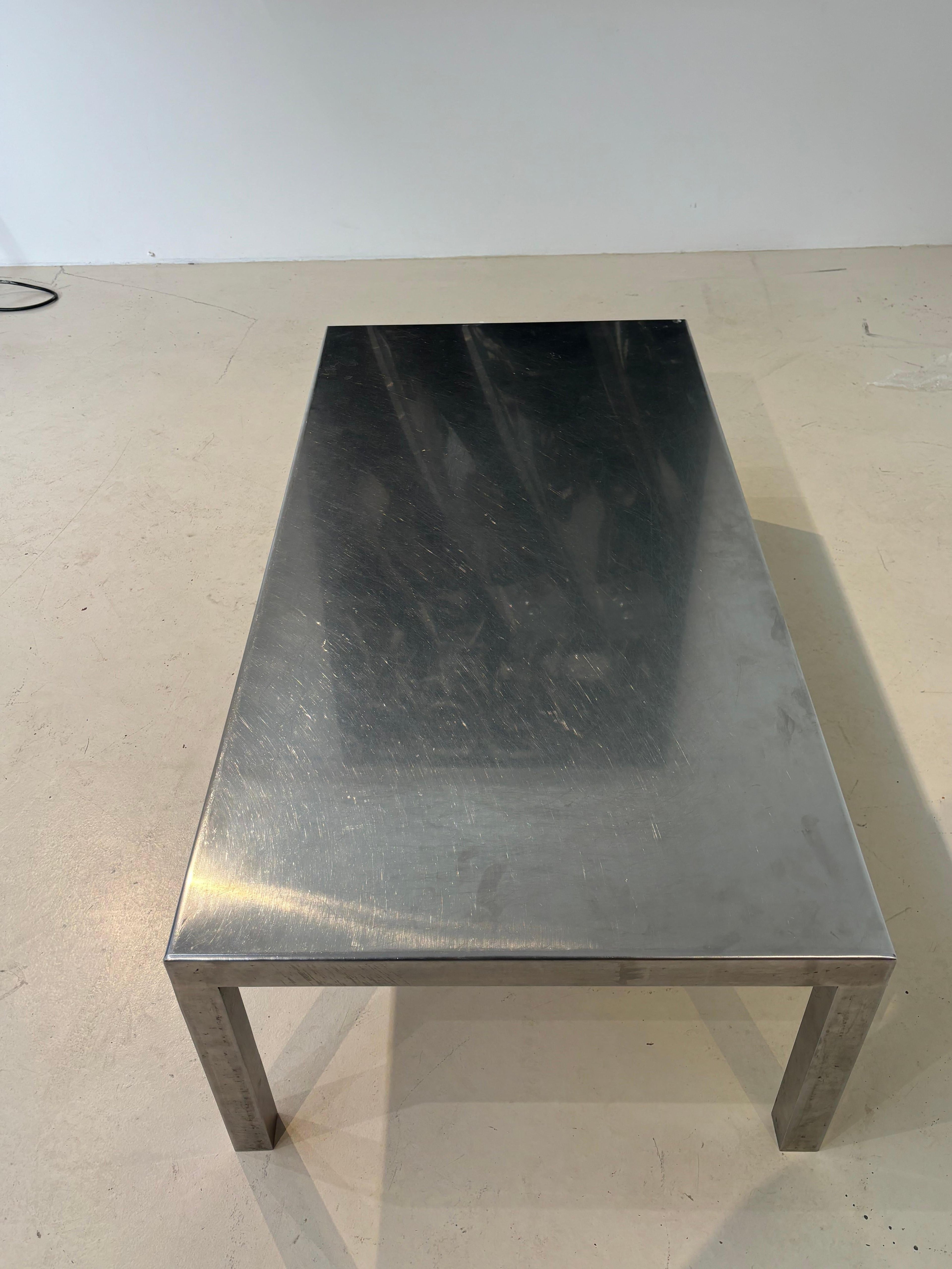 Maria Pergay coffee table in stainless steel for design steel edition