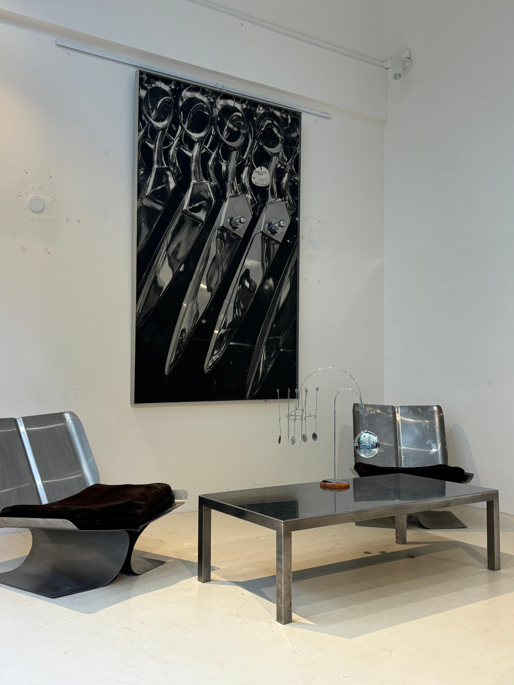 Maria Pergay coffee table in stainless steel for design steel edition