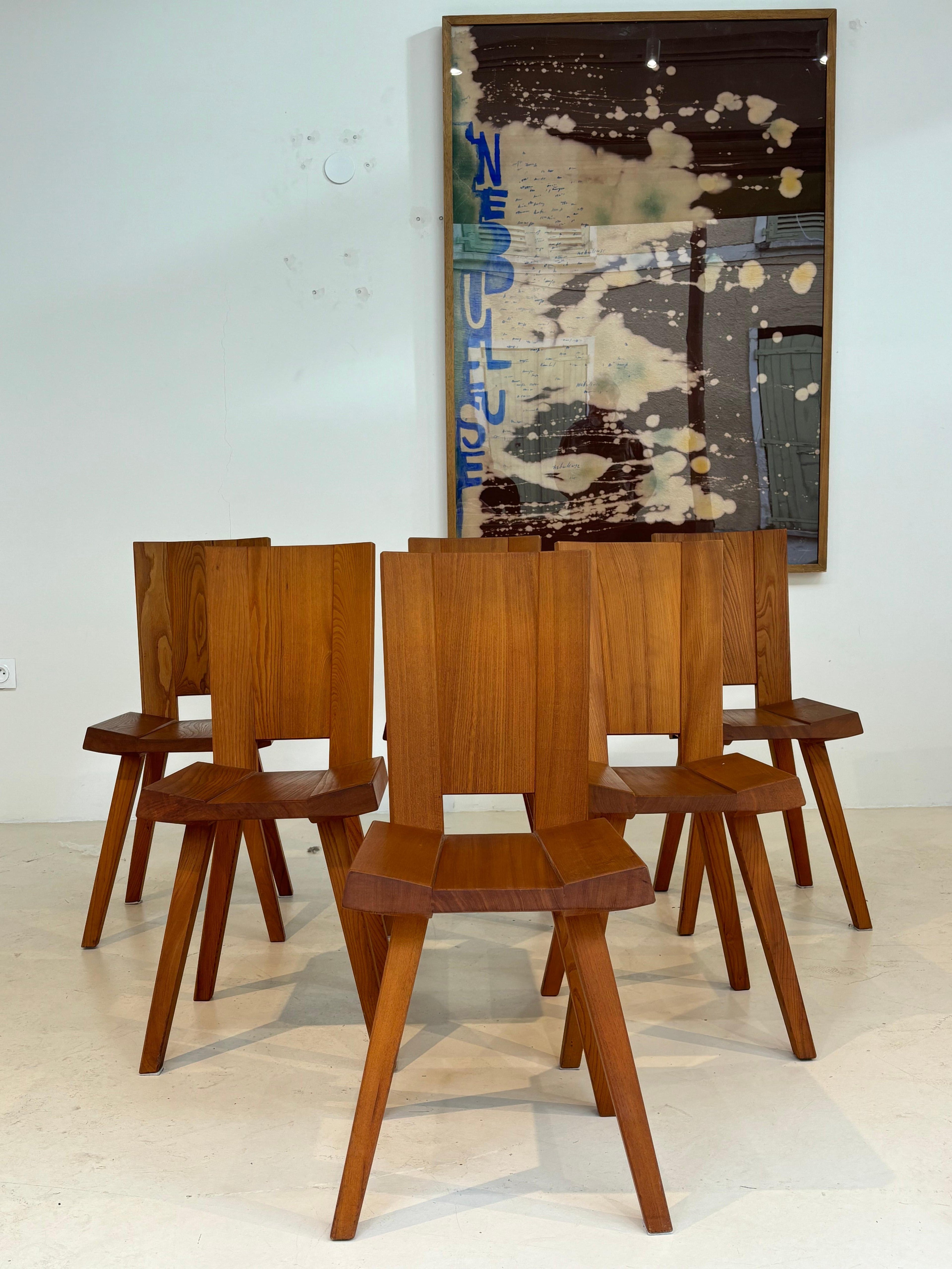 Rare set of 6 chairs by Claude De Moyen