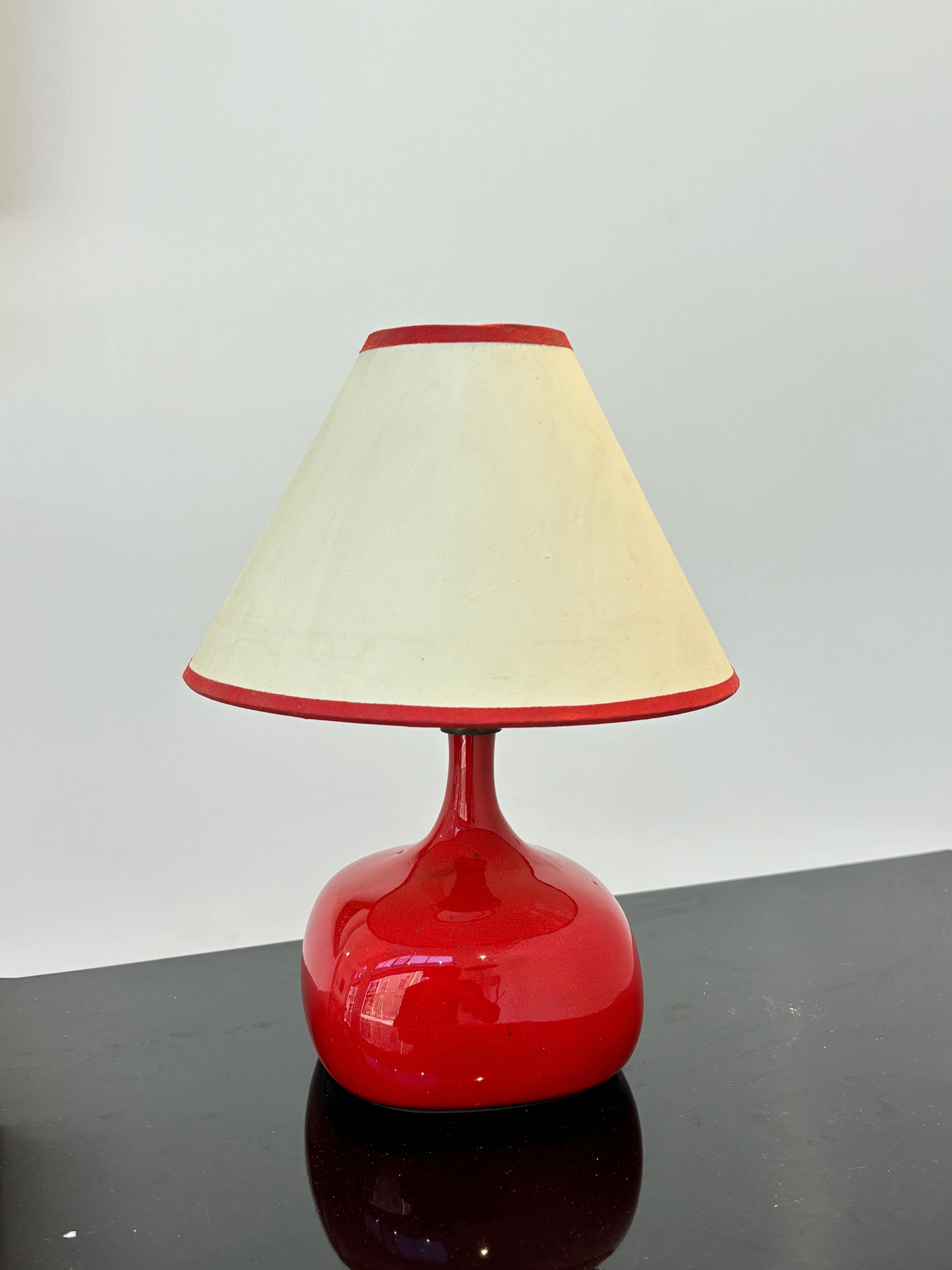Beautiful red Jacques et Dani Ruelland lamp