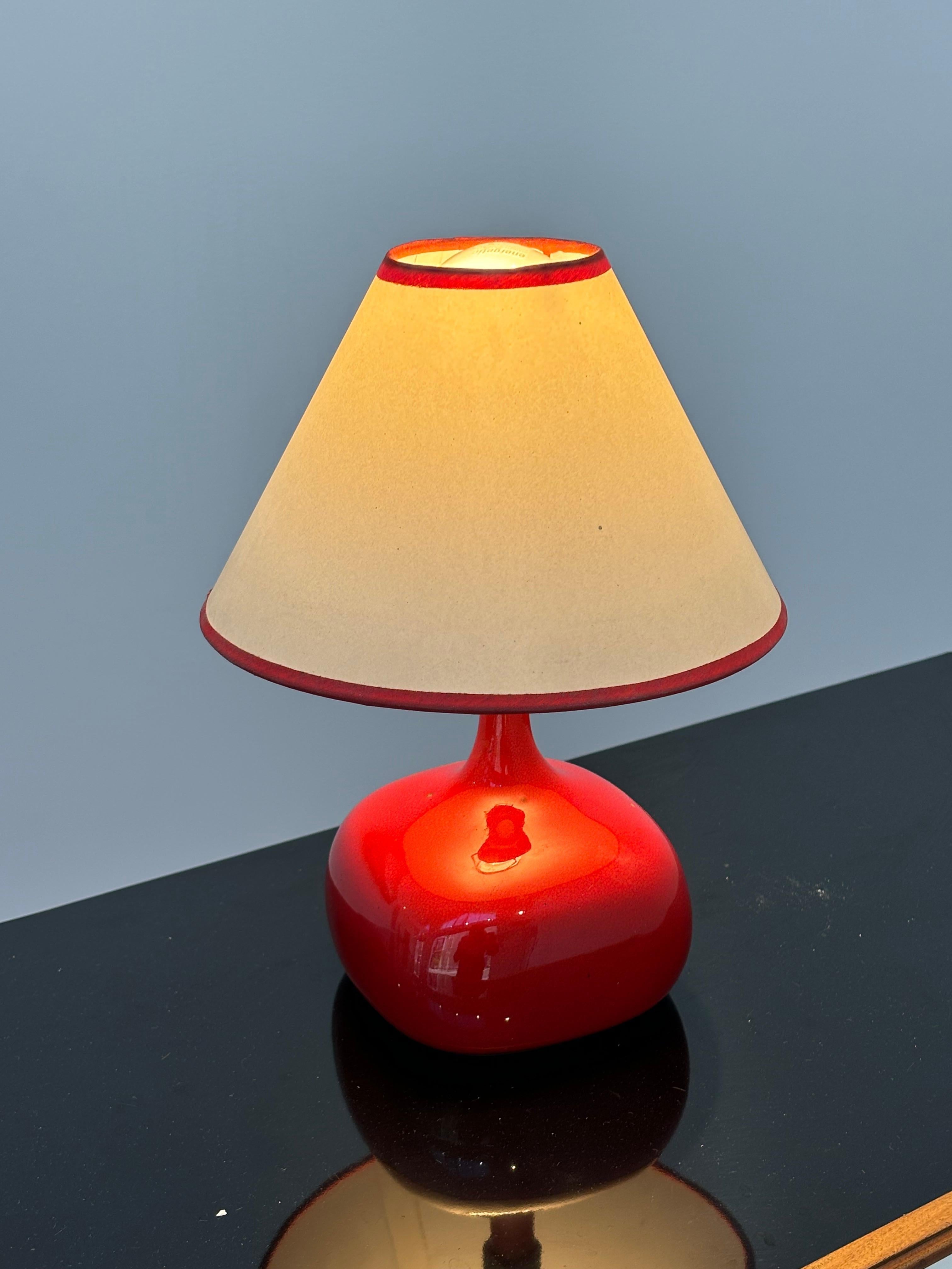 Beautiful red Jacques et Dani Ruelland lamp