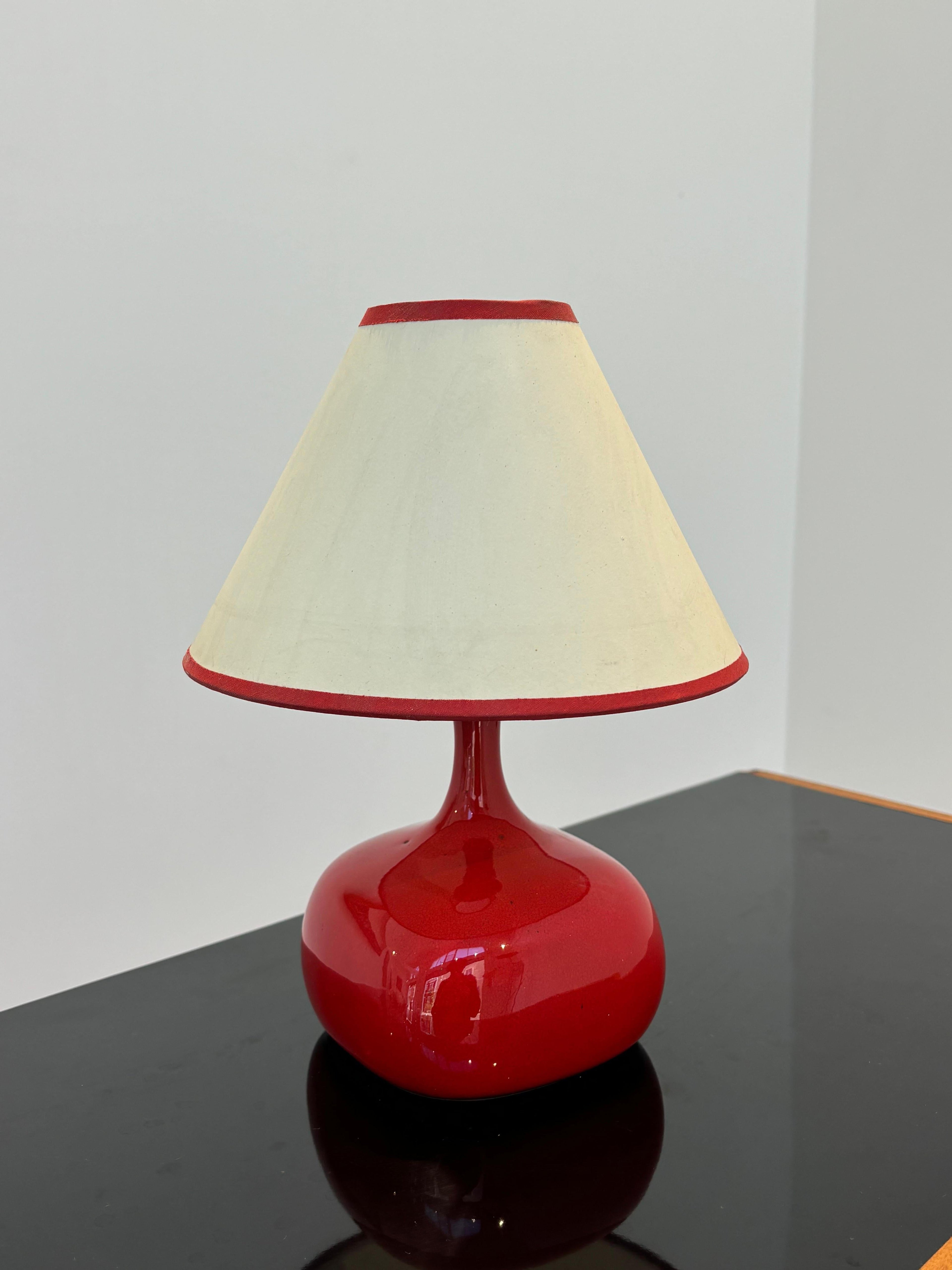 Beautiful red Jacques et Dani Ruelland lamp