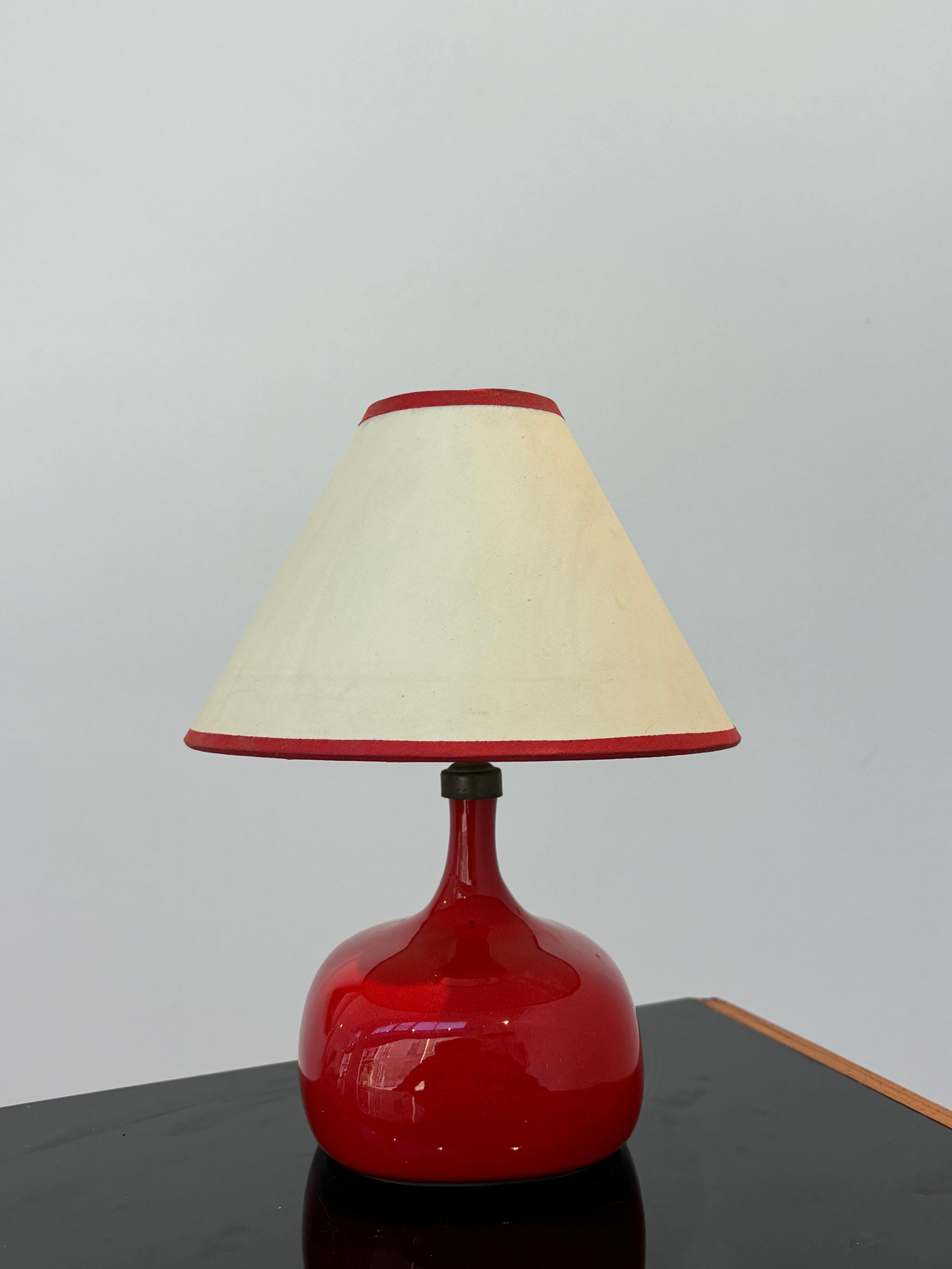 Beautiful red Jacques et Dani Ruelland lamp